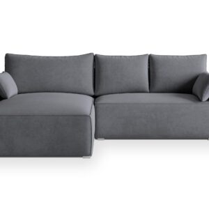 Wohnli Möbelsuche - ECKSOFA FORIL Grau Velours-Stoff mit Schlaffunktion