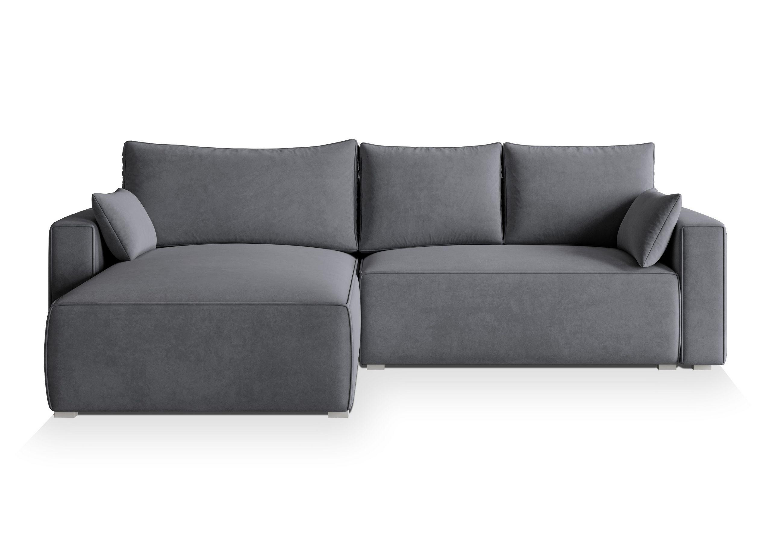 Wohnli Möbelsuche - ECKSOFA FORIL Grau Velours-Stoff mit Schlaffunktion