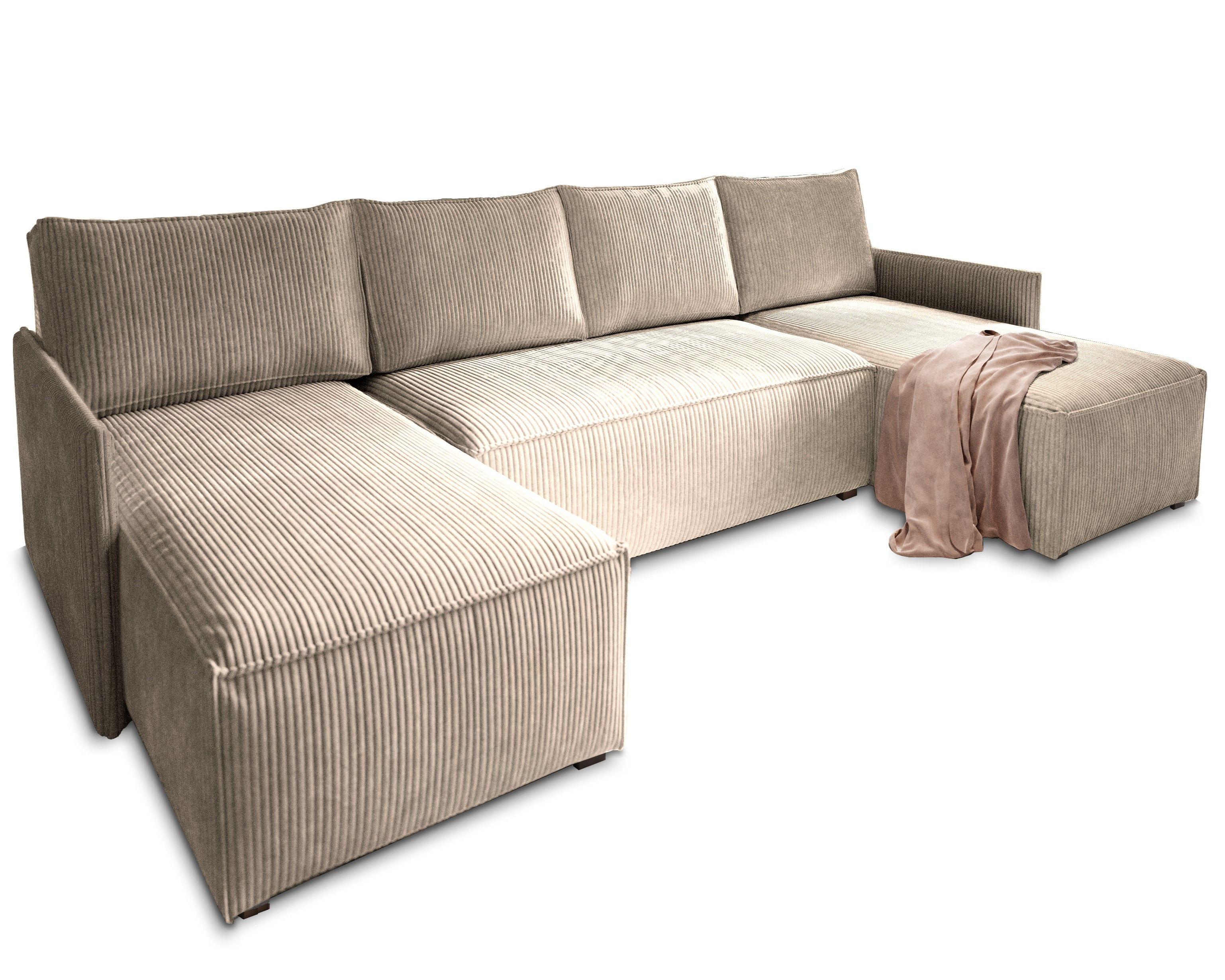 wohnli-moebel-suche-800000646646 Wohnli Möbelsuche - WOHNLANDSCHAFT TRES Beige Kordstoff mit Schlaffunktion