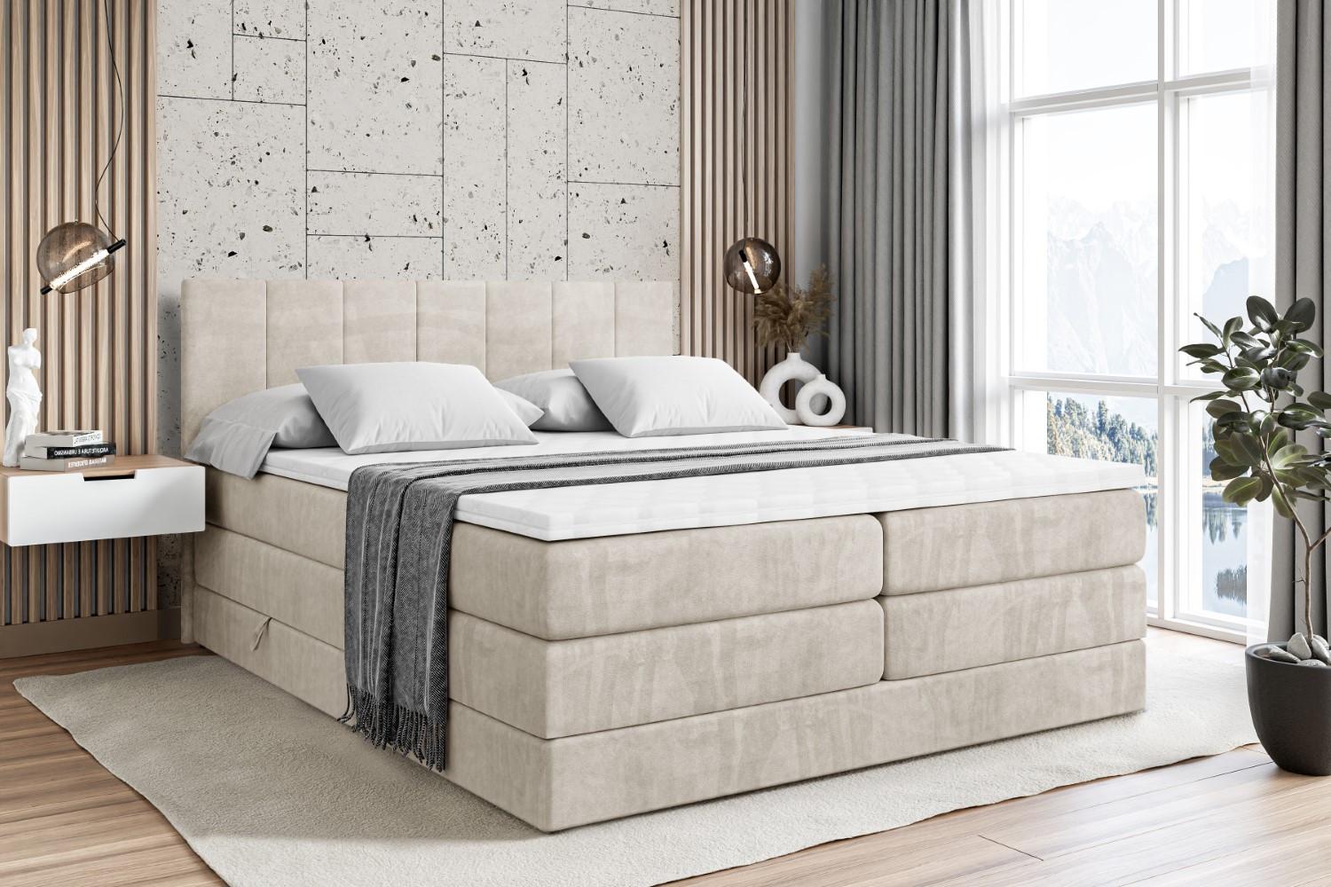 BOXSPRINGBETT MOETI KING - 180x200 - H3/H4 - Creme Holzwerkstoff ALTDECOR Möbel > Betten > Boxspringbetten Weiß