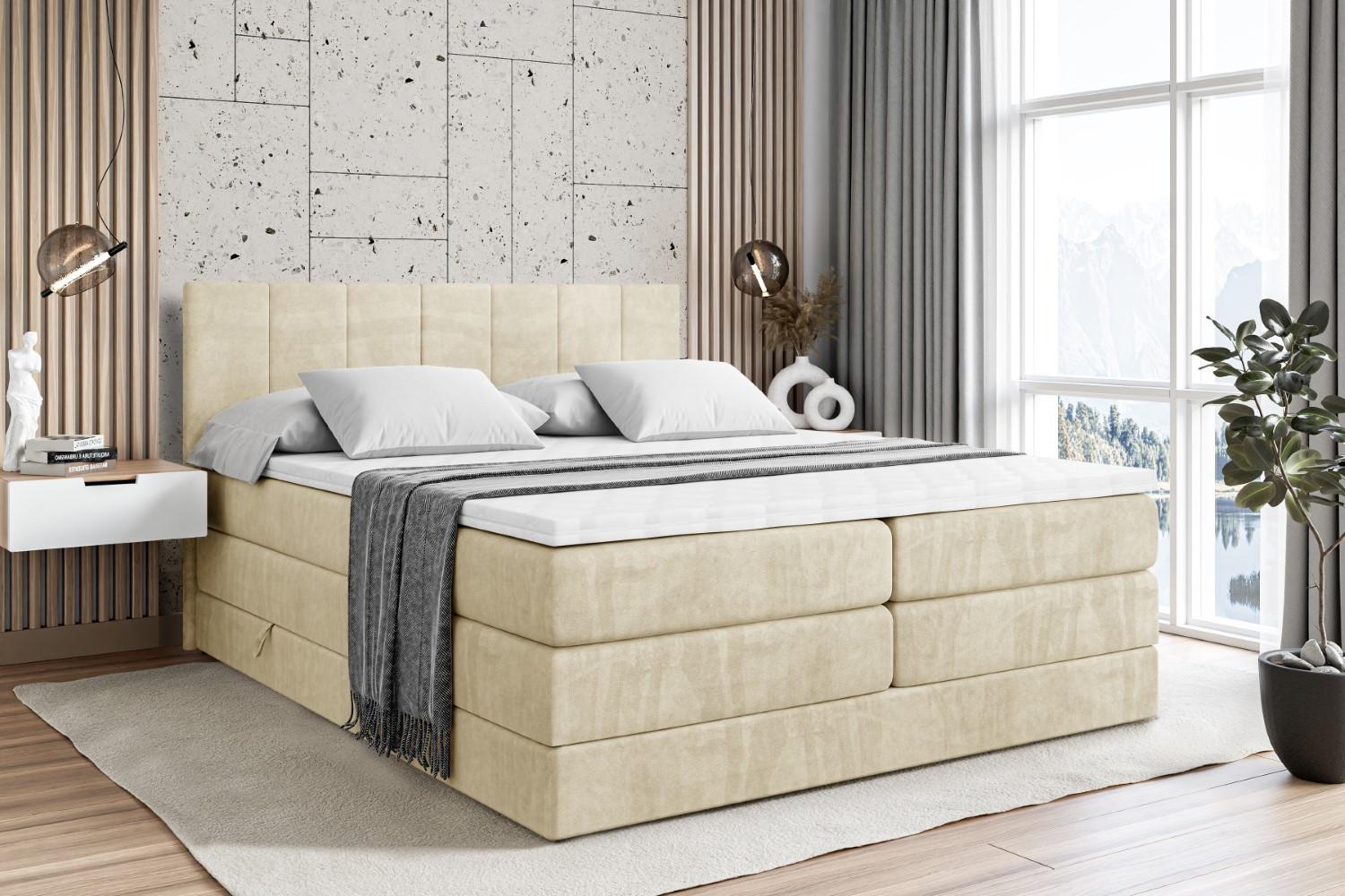 BOXSPRINGBETT MOETI KING - 160x200 - H3/H4 - Beige Holzwerkstoff ALTDECOR Möbel > Betten > Boxspringbetten Beige