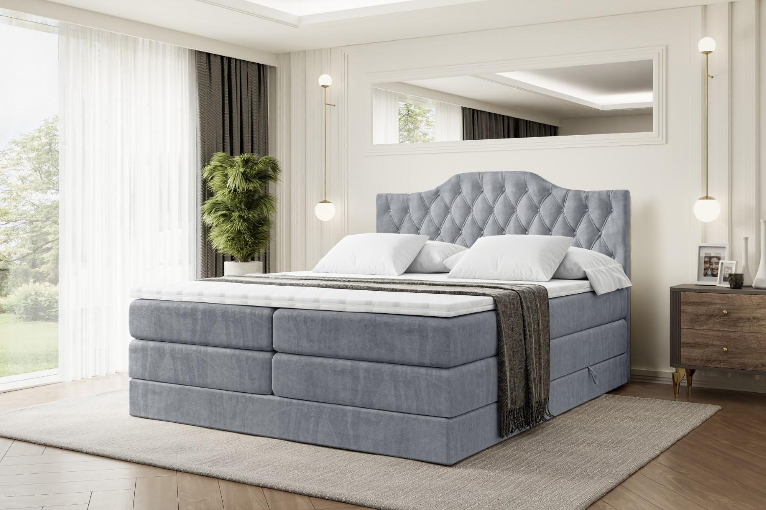 wohnli-moebel-suche-800000646685-1 BOXSPRINGBETT VILA-1 KING - 180x200 - H3/H4 - Grau Holzwerkstoff ALTDECOR Möbel > Betten > Boxspringbetten Grau