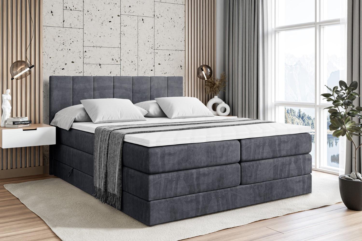 wohnli-moebel-suche-800000646689-1 BOXSPRINGBETT MOETI KING - 200x200 - H3/H4 - Dunkelgrau Holzwerkstoff ALTDECOR Möbel > Betten > Boxspringbetten Grau