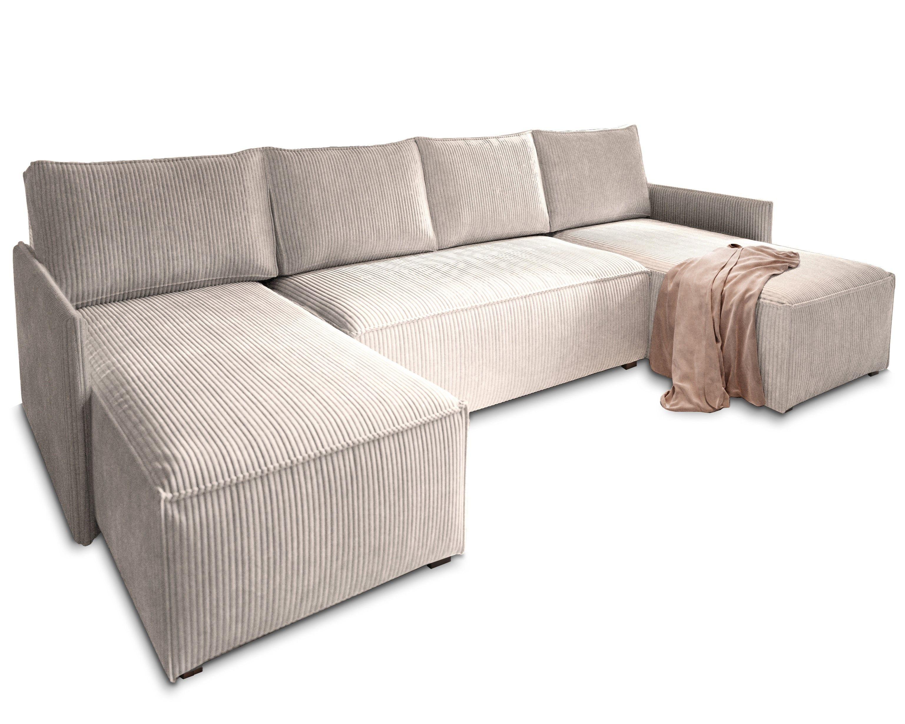 wohnli-moebel-suche-800000646691 Wohnli Möbelsuche - WOHNLANDSCHAFT TRES Creme Kordstoff mit Schlaffunktion