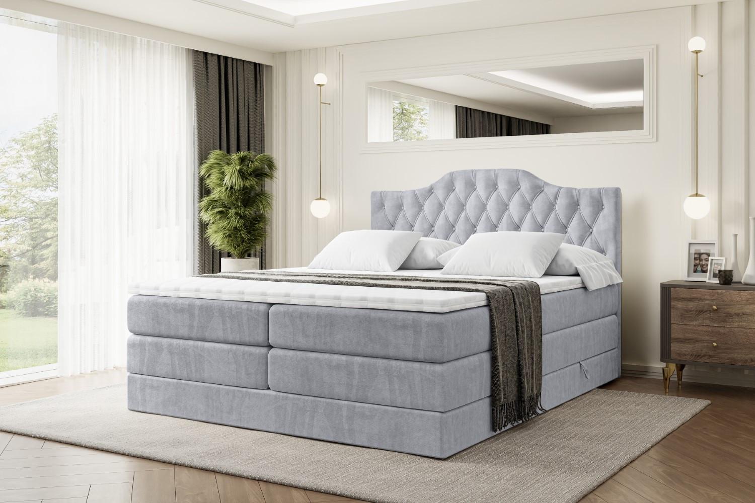 wohnli-moebel-suche-800000646721-1 BOXSPRINGBETT VILA-1 KING - 200x200 - H3/H4 - Hellgrau Holzwerkstoff ALTDECOR Möbel > Betten > Boxspringbetten Grau
