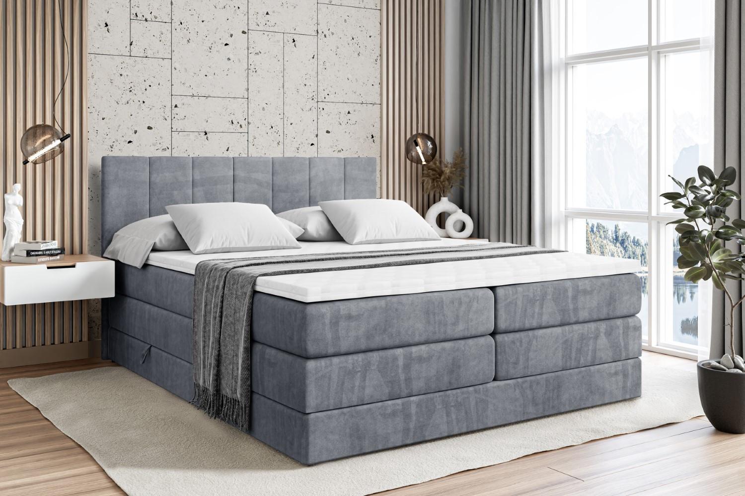 wohnli-moebel-suche-800000646743-1 BOXSPRINGBETT MOETI KING - 200x200 - H3/H4 - Grau Holzwerkstoff ALTDECOR Möbel > Betten > Boxspringbetten Grau