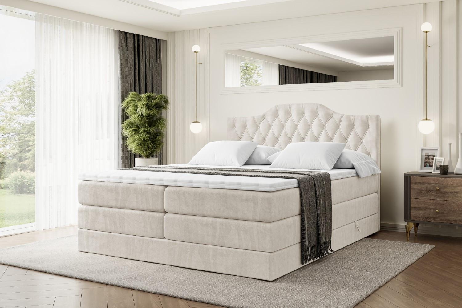 BOXSPRINGBETT VILA-1 KING - 200x200 - H3/H4 - Creme Holzwerkstoff ALTDECOR Möbel > Betten > Boxspringbetten Weiß