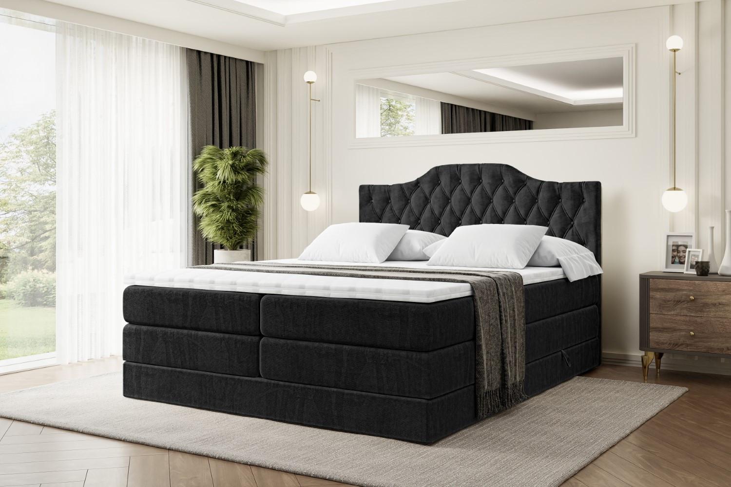 BOXSPRINGBETT VILA-1 KING - 200x200 - H3/H4 - Schwarz Holzwerkstoff ALTDECOR Möbel > Betten > Boxspringbetten Schwarz