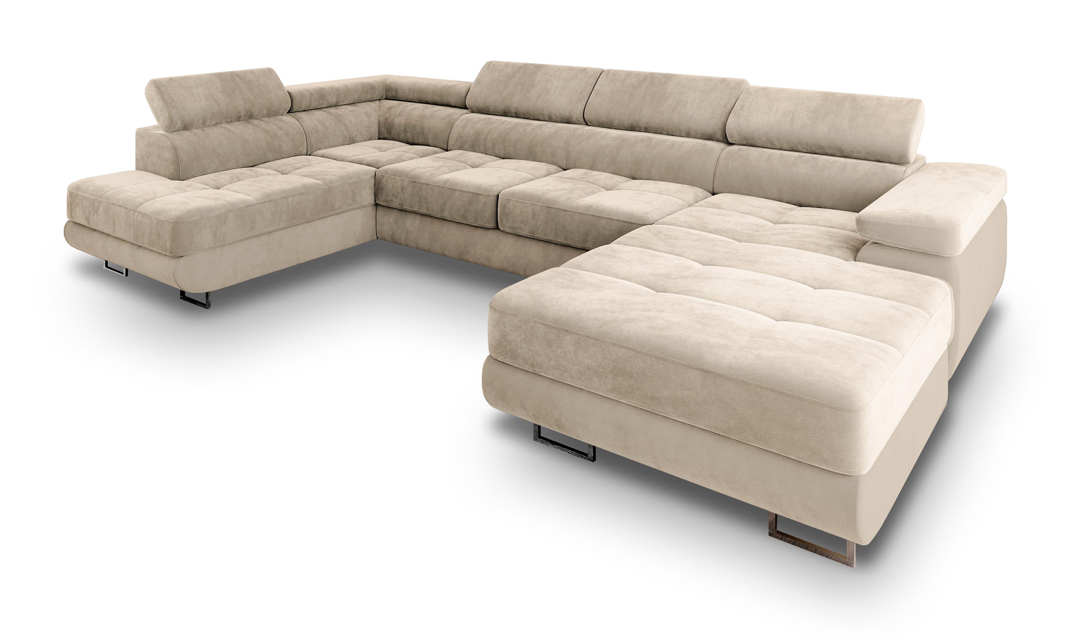 wohnli-moebel-suche-800000646811 Wohnli Möbelsuche - WOHNLANDSCHAFT CASONE L-S Creme Velours-Stoff mit Schlaffunktion