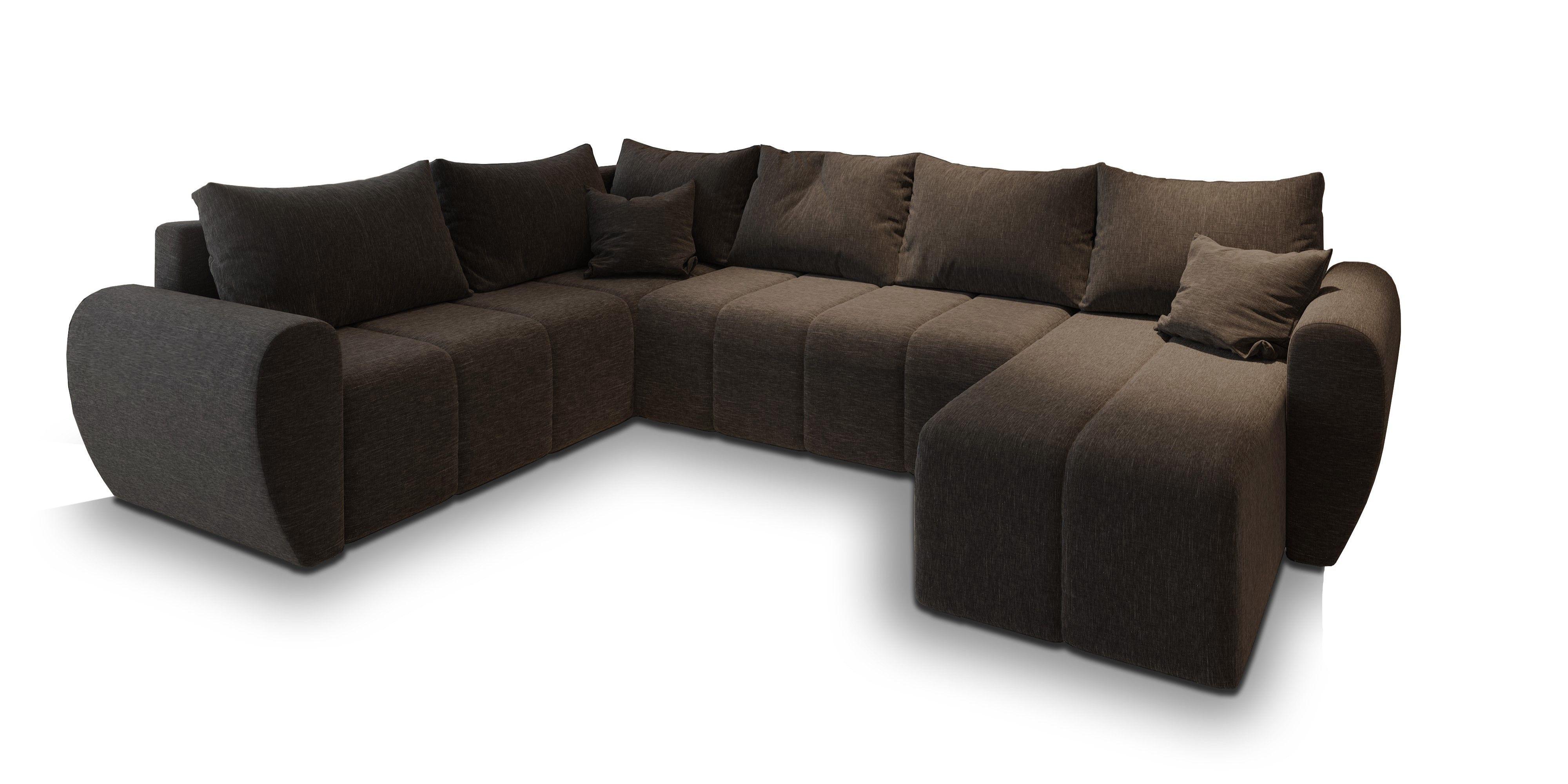 wohnli-moebel-suche-800000646889 Wohnli Möbelsuche - WOHNLANDSCHAFT MADISON XL L-S Braun Dünner Stoff mit Schlaffunktion