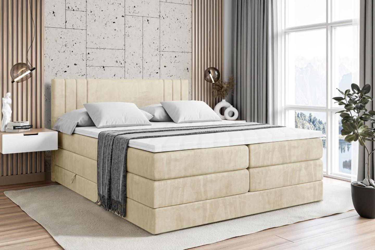 wohnli-moebel-suche-800000646895-1 BOXSPRINGBETT IDRIKO KING - 140x200 - H3/H4 - Beige Holzwerkstoff ALTDECOR Möbel > Betten > Boxspringbetten Beige