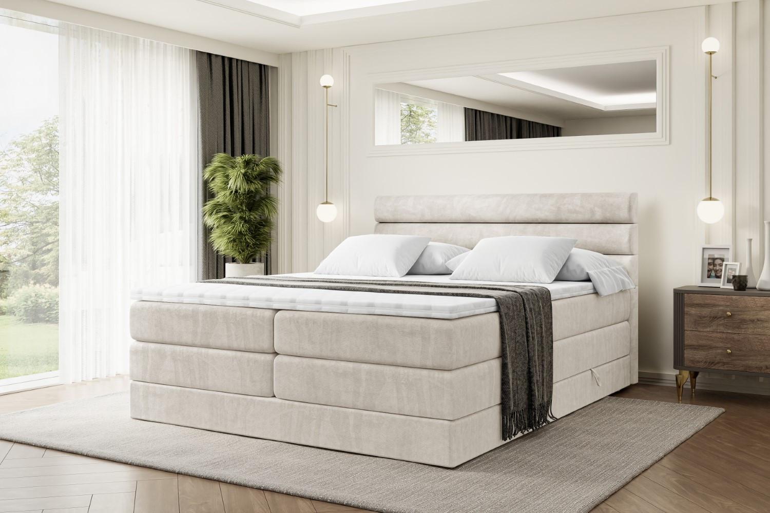 BOXSPRINGBETT CELESTIA KING - 160x200 - H3/H4 - Creme Holzwerkstoff ALTDECOR Möbel > Betten > Boxspringbetten Weiß