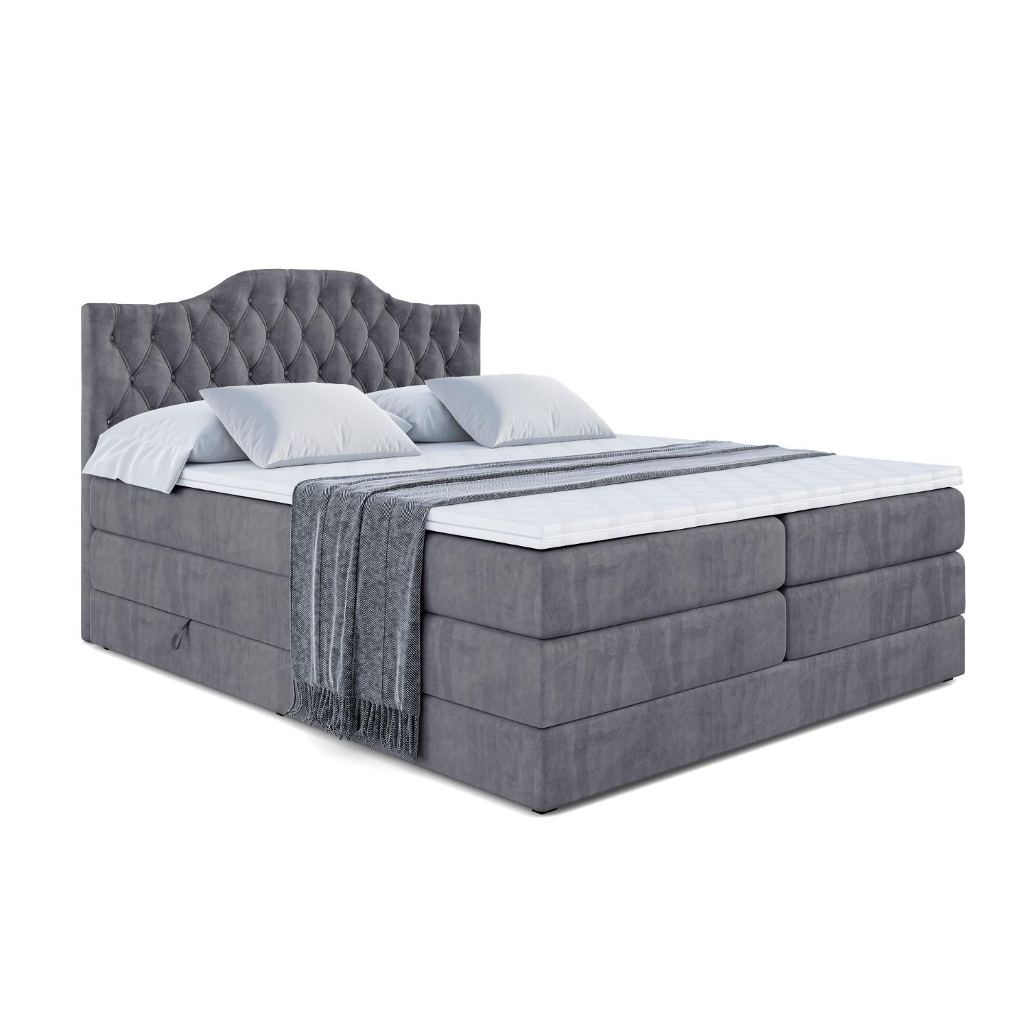 Wohnli Möbelsuche - BOXSPRINGBETT VILA-1 KING - 200x200 - H3/H4 - Dunkelgrau