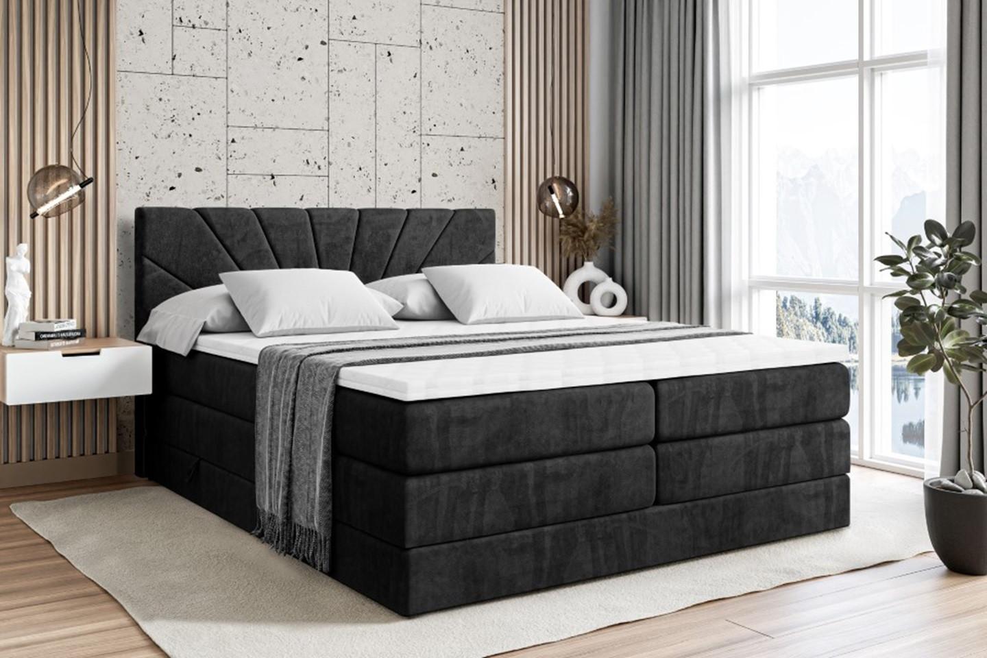 wohnli-moebel-suche-800000646981-1 BOXSPRINGBETT MILTIO KING - 120x200 - H3/H4 - Schwarz Holzwerkstoff ALTDECOR Möbel > Betten > Boxspringbetten Schwarz