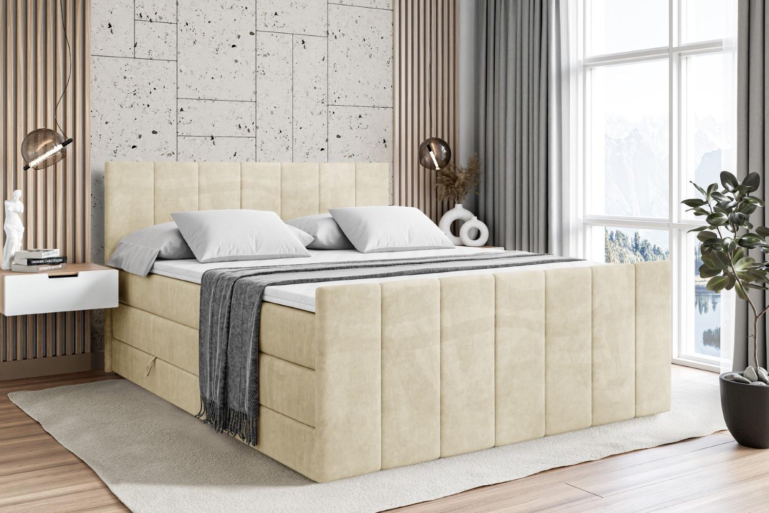 BOXSPRINGBETT MOETI-Z KING - 180x200 - H3/H4 - Beige Holzwerkstoff ALTDECOR Möbel > Betten > Boxspringbetten Beige