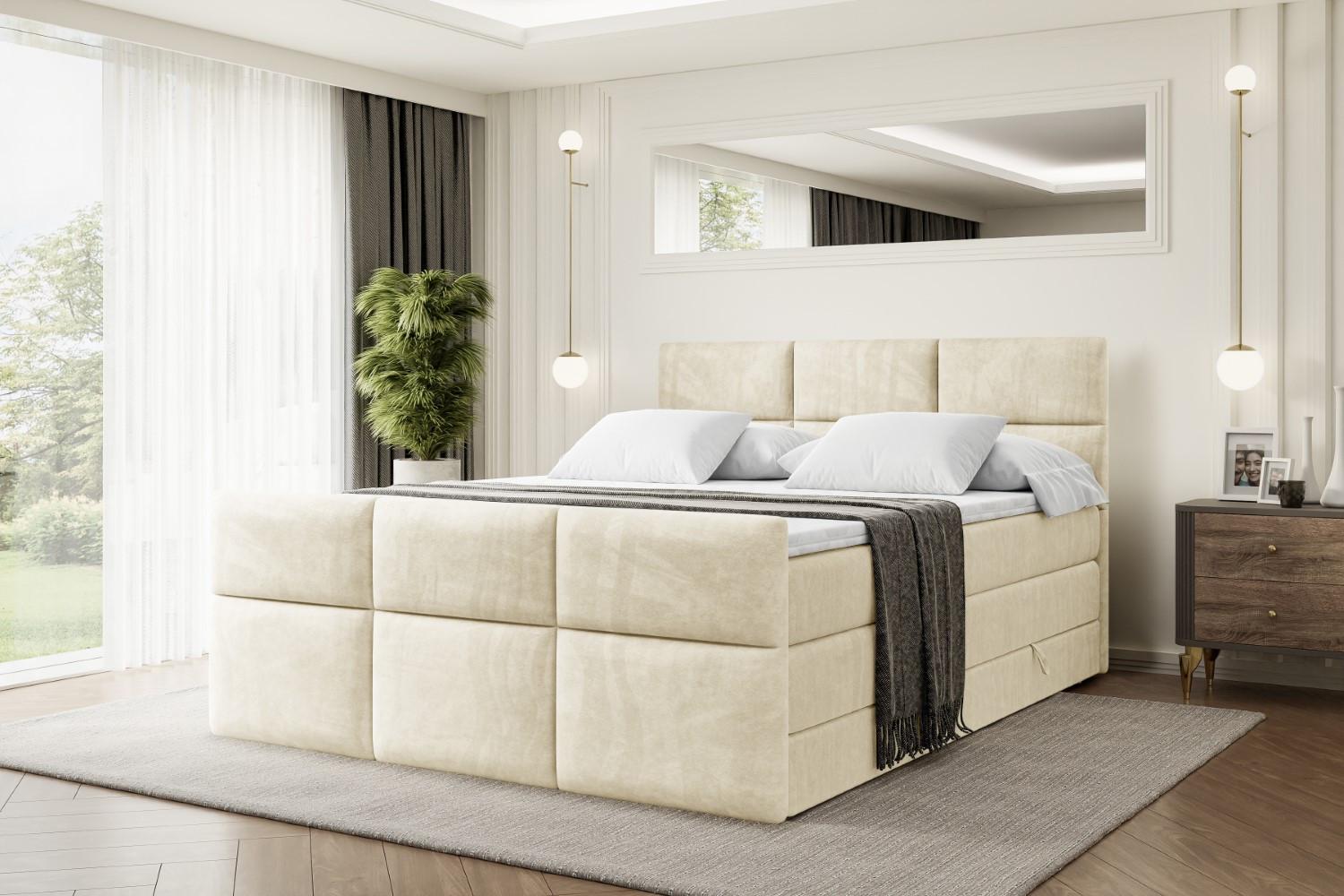 wohnli-moebel-suche-800000647098-1 BOXSPRINGBETT OHIO-Z KING - 200x200 - H3/H4 - Beige Holzwerkstoff ALTDECOR Möbel > Betten > Boxspringbetten Beige