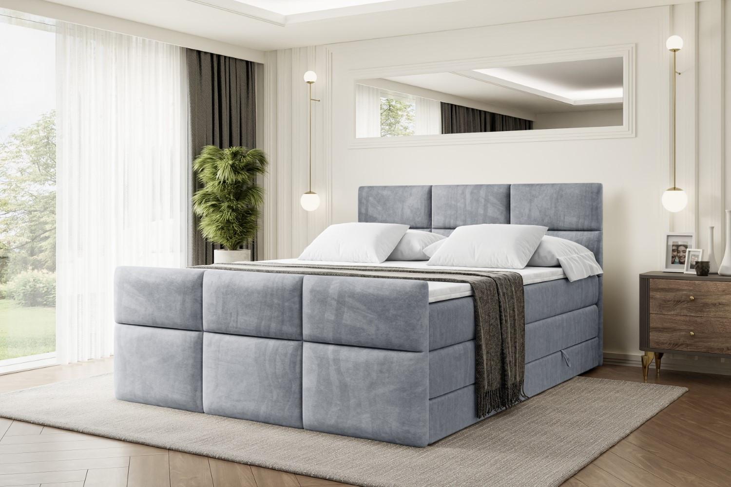 BOXSPRINGBETT OHIO-Z KING - 120x200 - H3/H4 - Grau Holzwerkstoff ALTDECOR Möbel > Betten > Boxspringbetten Grau
