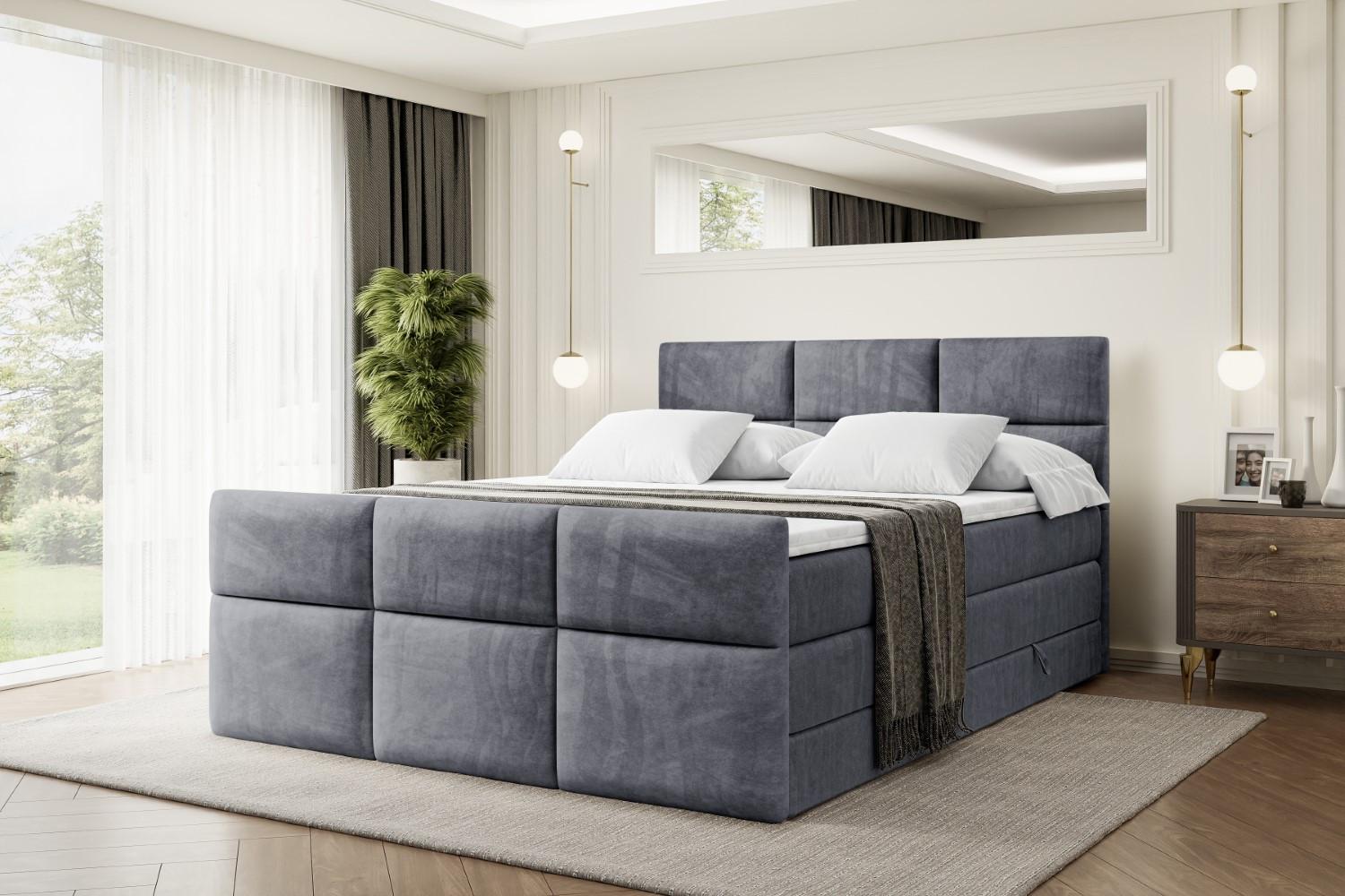 wohnli-moebel-suche-800000647121-1 BOXSPRINGBETT OHIO-Z KING - 120x200 - H3/H4 - Dunkelgrau Holzwerkstoff ALTDECOR Möbel > Betten > Boxspringbetten Grau