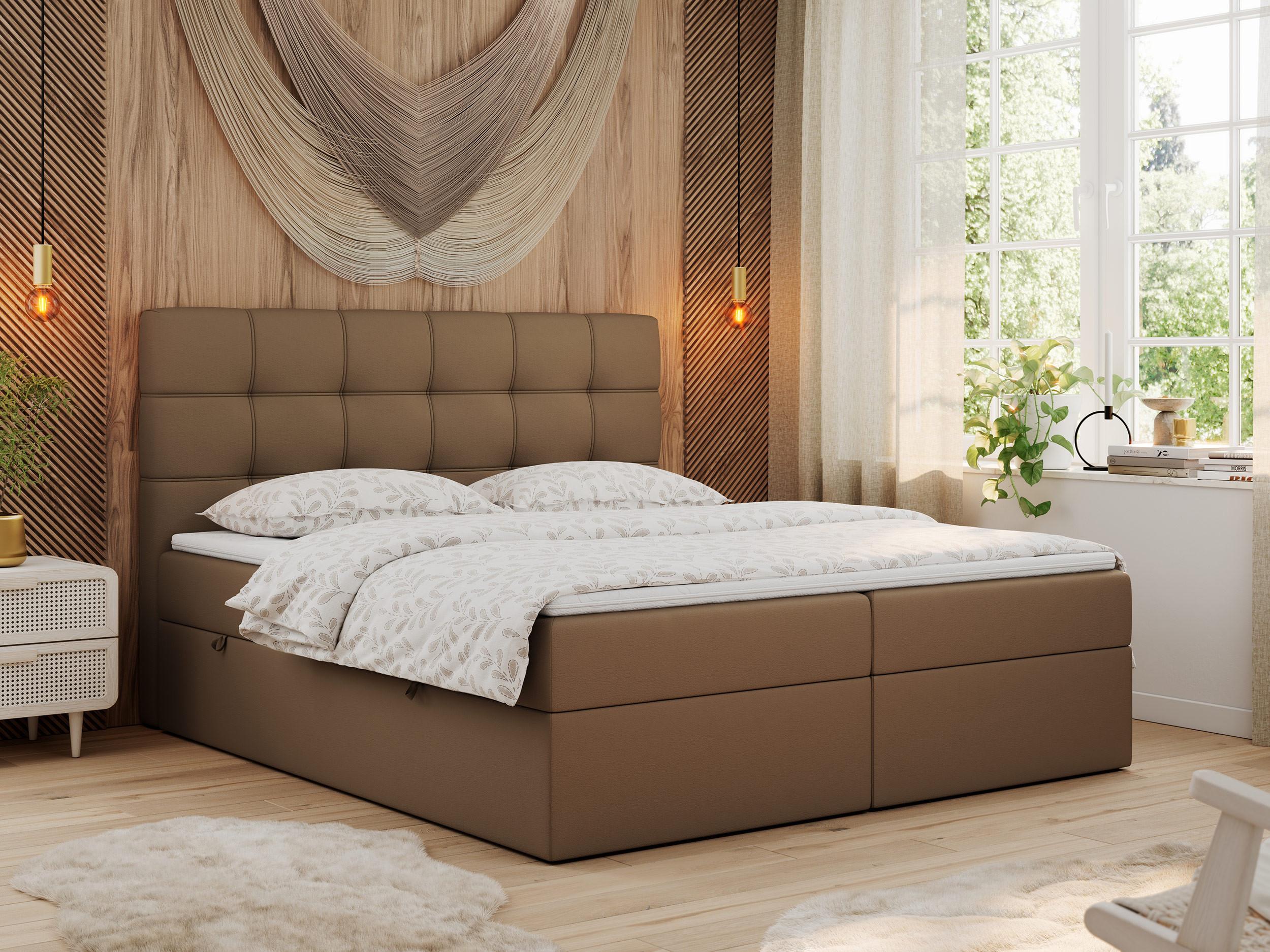 wohnli-moebel-suche-800000648078-1 BOXBETT ERNI 120/200 - Braun Kunstleder - H3 Textil MKS Möbel > Betten > Boxspringbetten Braun