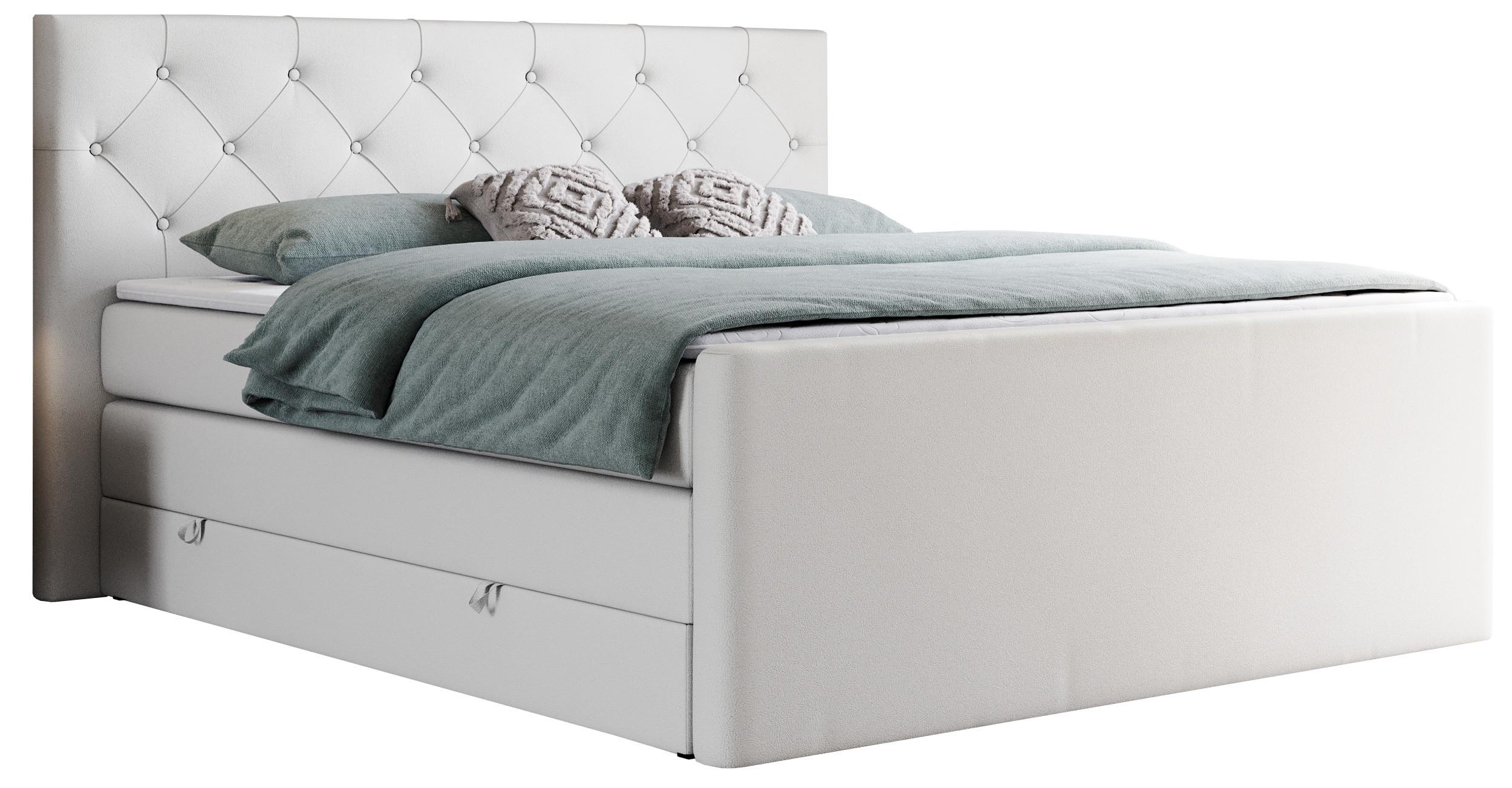 wohnli-moebel-suche-800000648110 Wohnli Möbelsuche - BOXSPRINGBETT KING VELEN 180/200 Weiß Kunstleder - H3