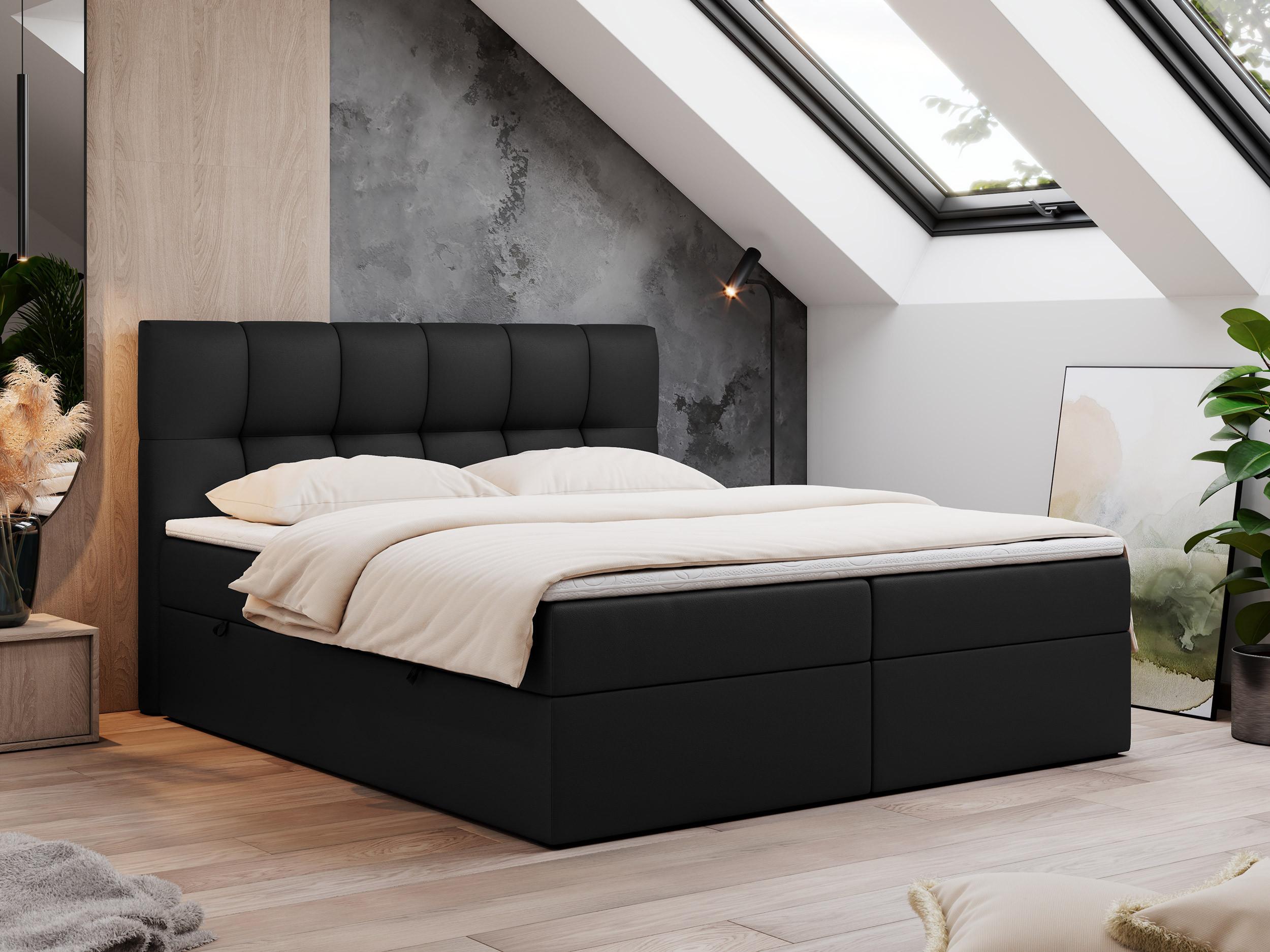 BOXBETT RICO 200/200 Schwarz Kunstleder - H3 Textil MKS Möbel > Betten > Boxspringbetten Schwarz