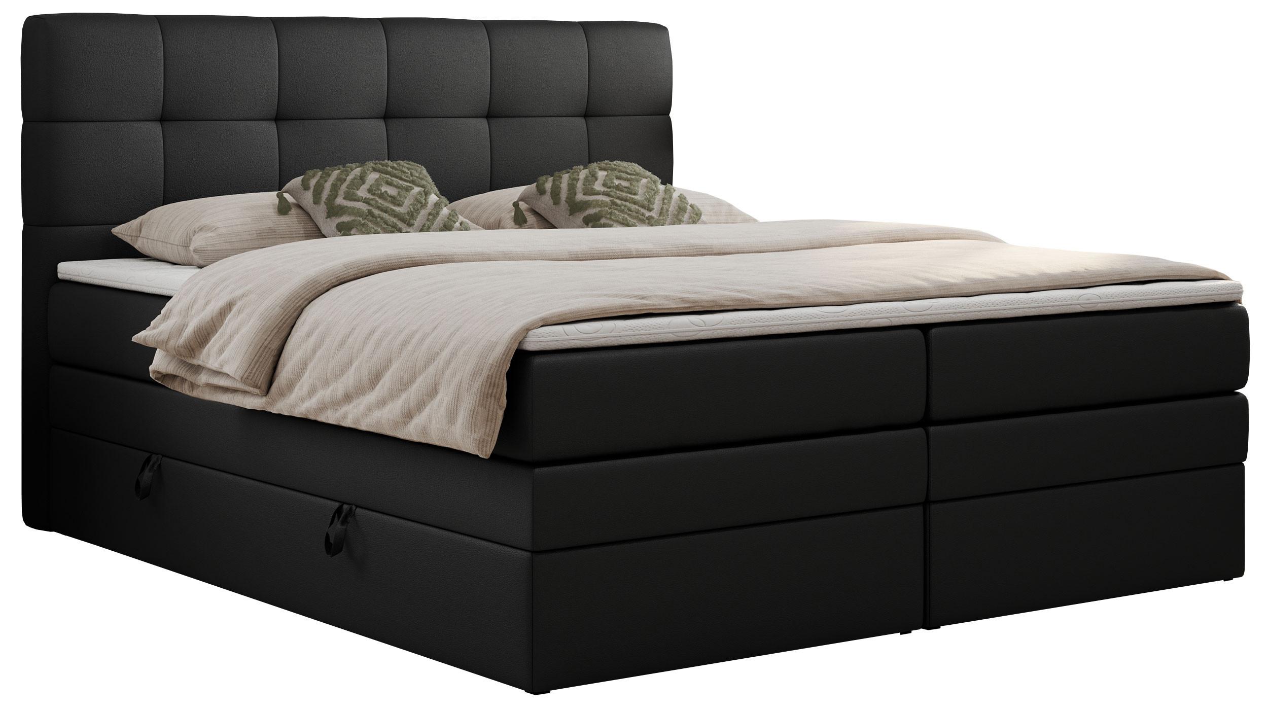 wohnli-moebel-suche-800000648162 Wohnli Möbelsuche - BOXSPRINGBETT LUKA KING 200/200 Schwarz Kunstleder - H4
