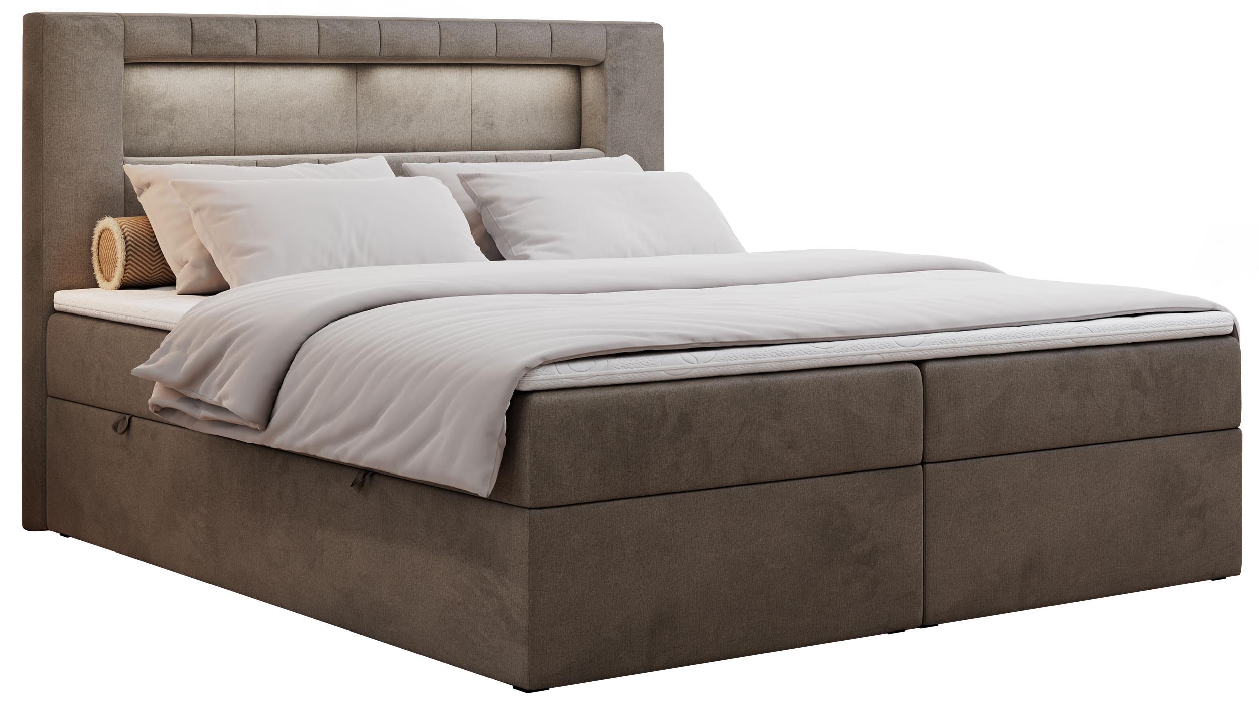 wohnli-moebel-suche-800000648198 Wohnli Möbelsuche - BOXBETT GOLD-5 LED 200/200 Braun Velvet - H4
