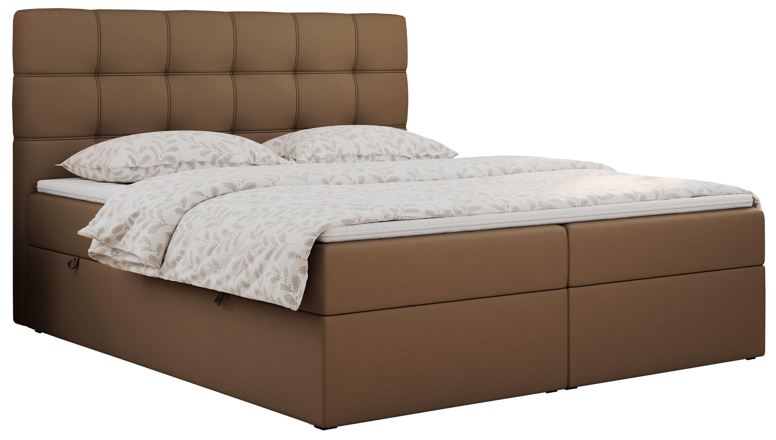 Wohnli Möbelsuche - BOXBETT ERNI 120/200 - Braun Kunstleder - H4