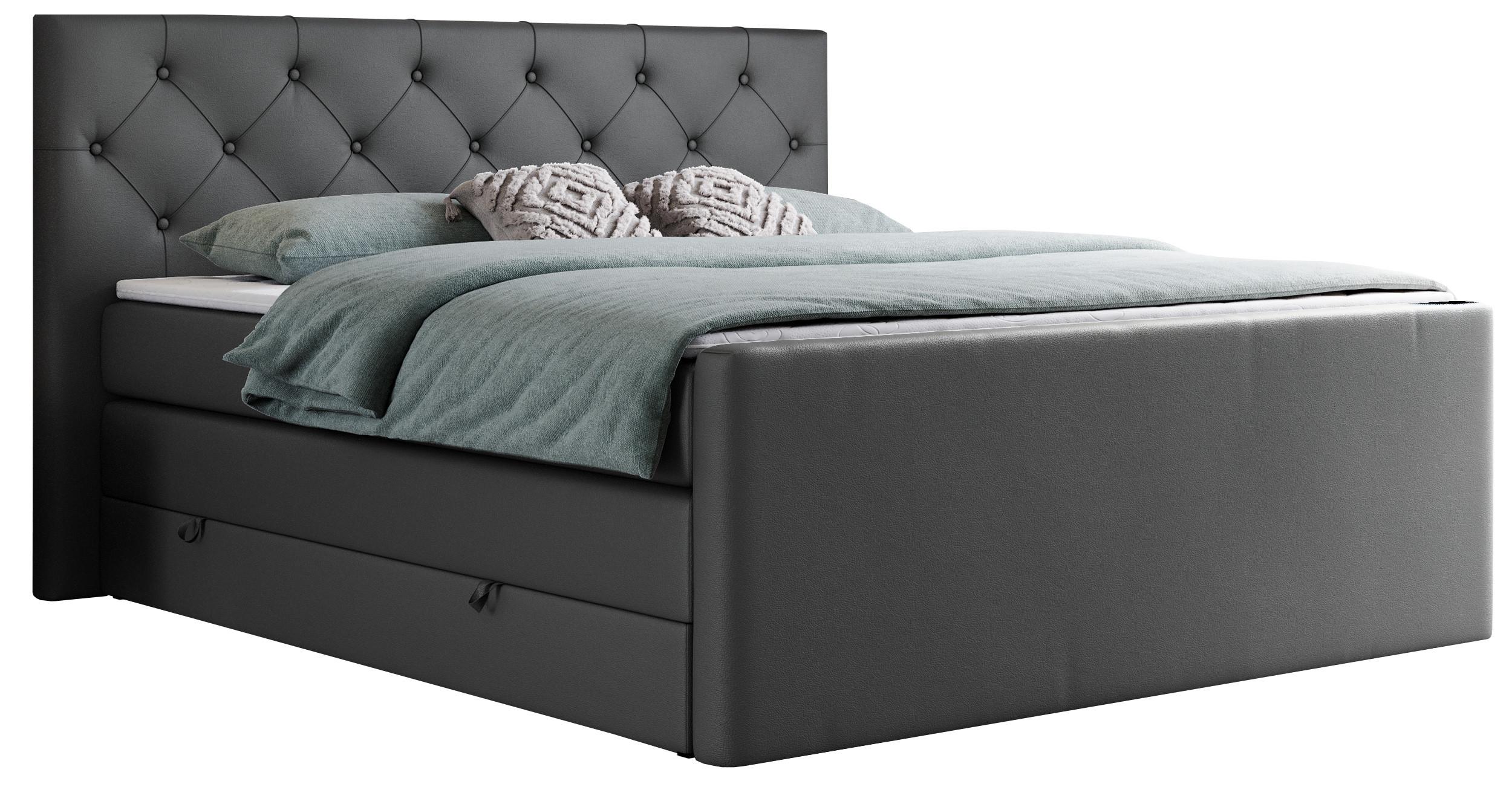 wohnli-moebel-suche-800000648221 Wohnli Möbelsuche - BOXSPRINGBETT KING VELEN 160/200 Dunkelgrau Kunstleder - H4