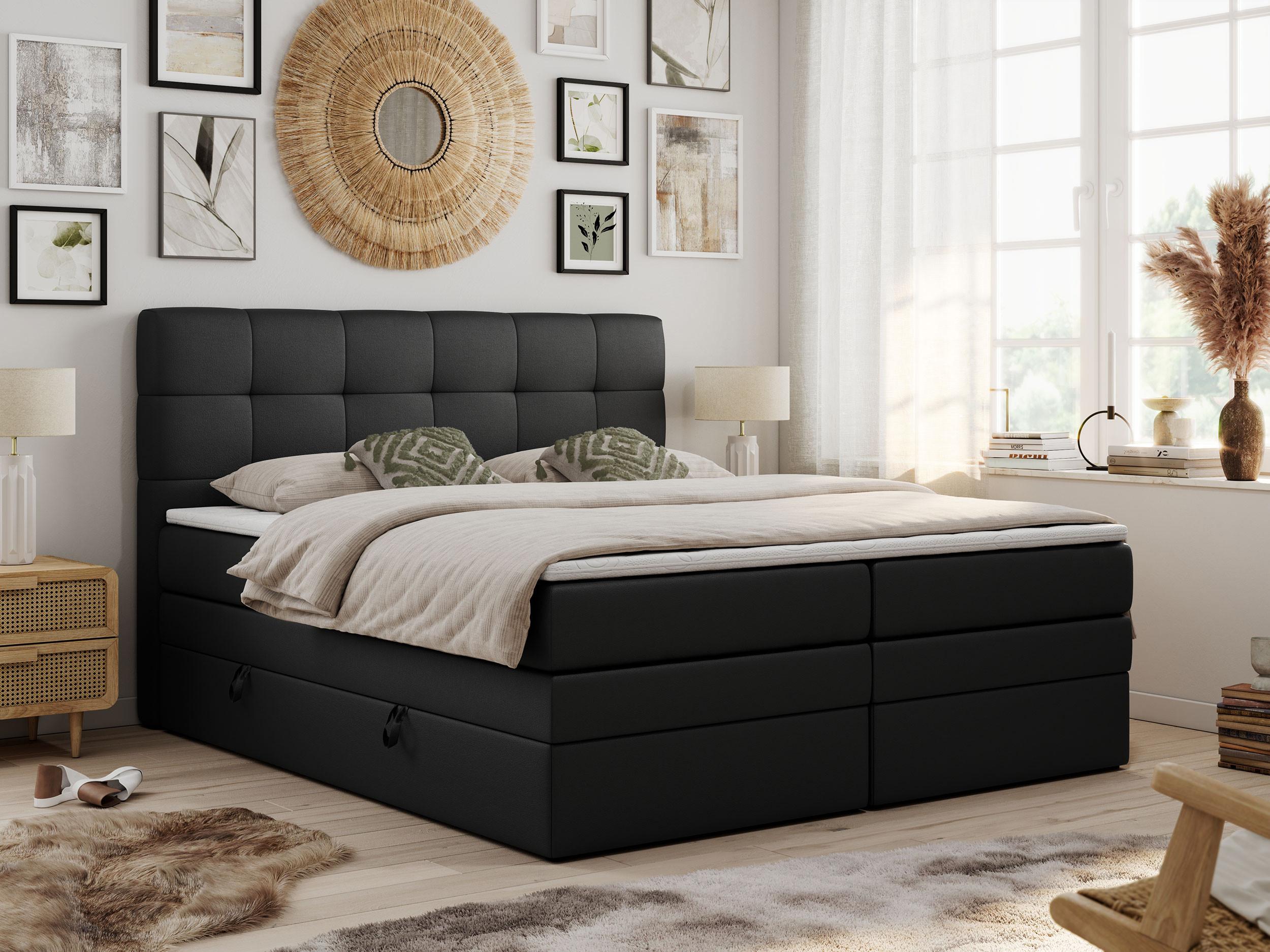 wohnli-moebel-suche-800000648224-1 BOXSPRINGBETT LUKA KING 160/200 Schwarz Kunstleder - H4 Textil MKS Möbel > Betten > Boxspringbetten Schwarz