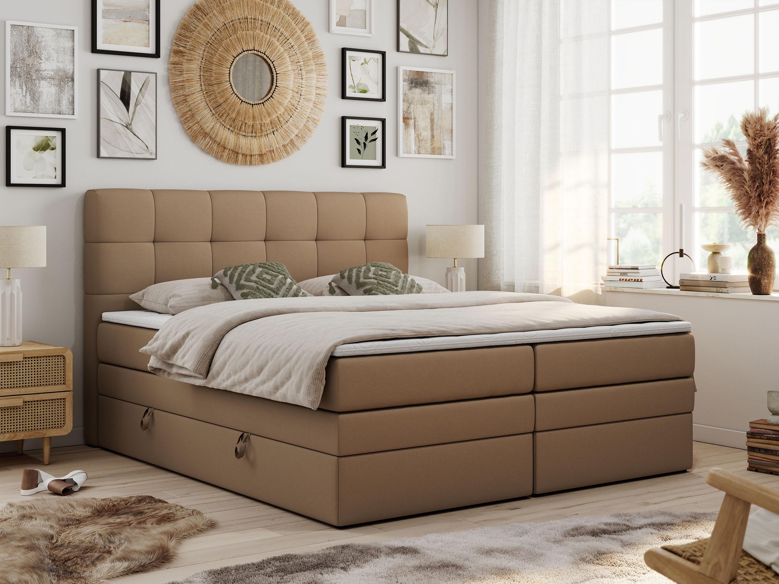 wohnli-moebel-suche-800000648251-1 BOXSPRINGBETT LUKA KING 200/200 Braun Kunstleder - H4 Textil MKS Möbel > Betten > Boxspringbetten Braun
