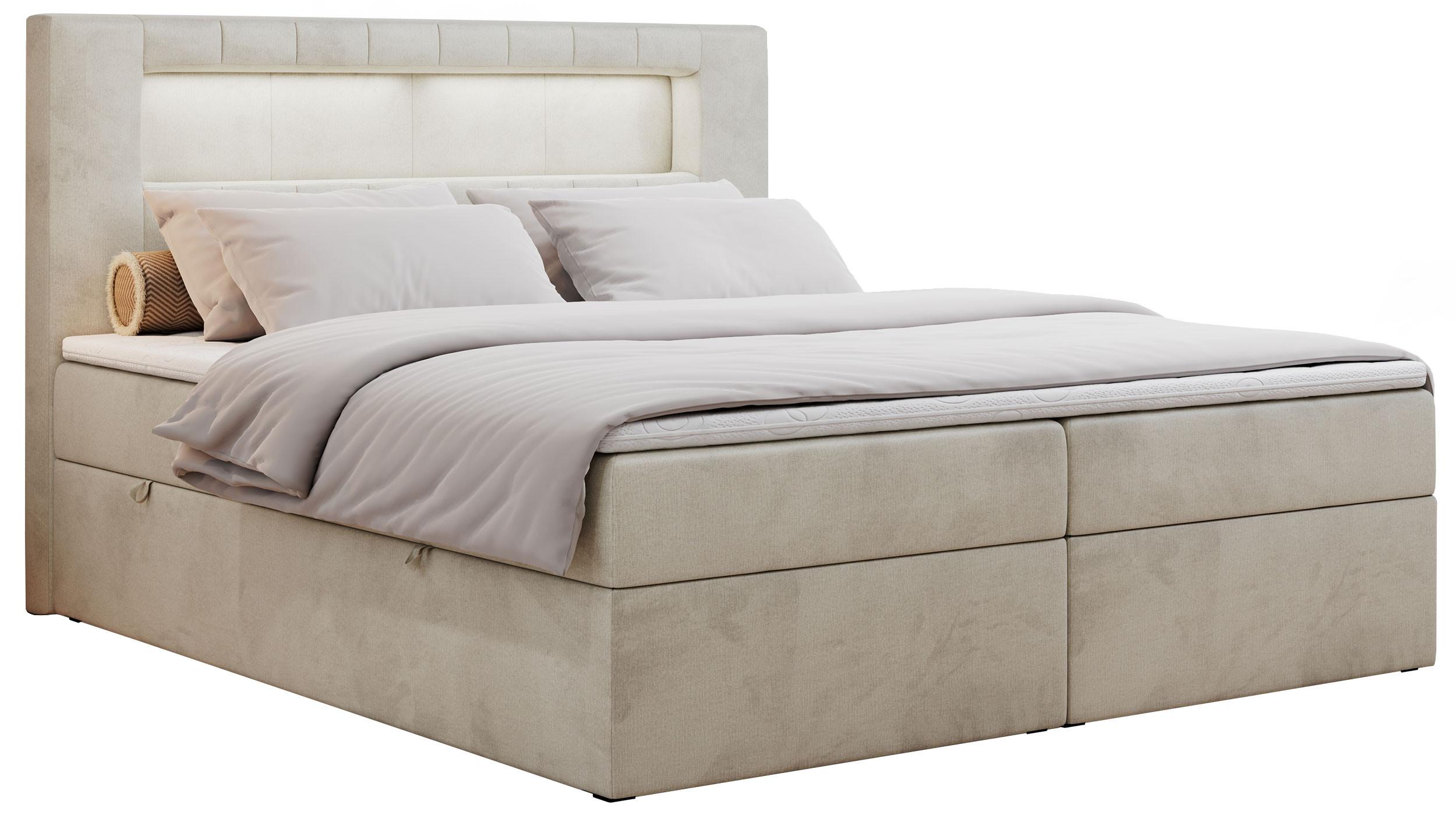 wohnli-moebel-suche-800000648268 Wohnli Möbelsuche - BOXBETT GOLD-5 LED 120/200 Beige Velvet - H4