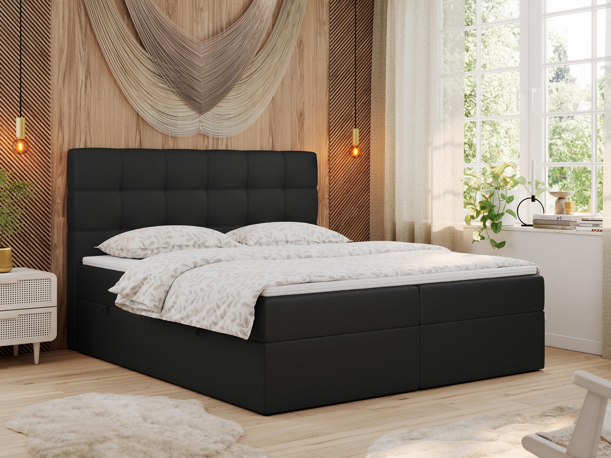 wohnli-moebel-suche-800000648275-1 BOXBETT ERNI 120/200 - Schwarz Kunstleder - H3 Textil MKS Möbel > Betten > Boxspringbetten Schwarz