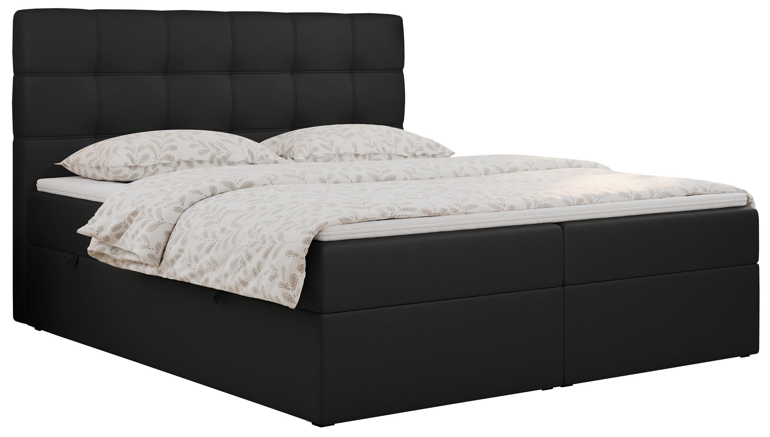 Wohnli Möbelsuche - BOXBETT ERNI 120/200 - Schwarz Kunstleder - H3
