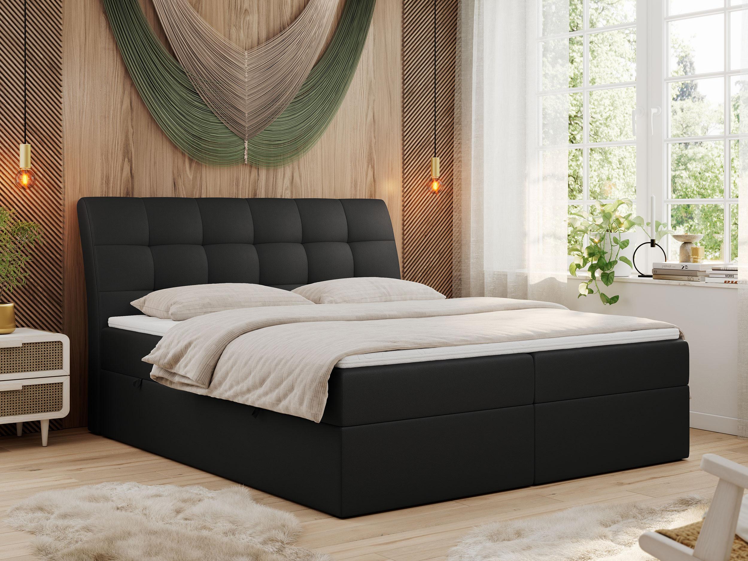 BOXBETT DIEGOS 180/200 Schwarz Kunstleder - H3 Textil MKS Möbel > Betten > Boxspringbetten Schwarz