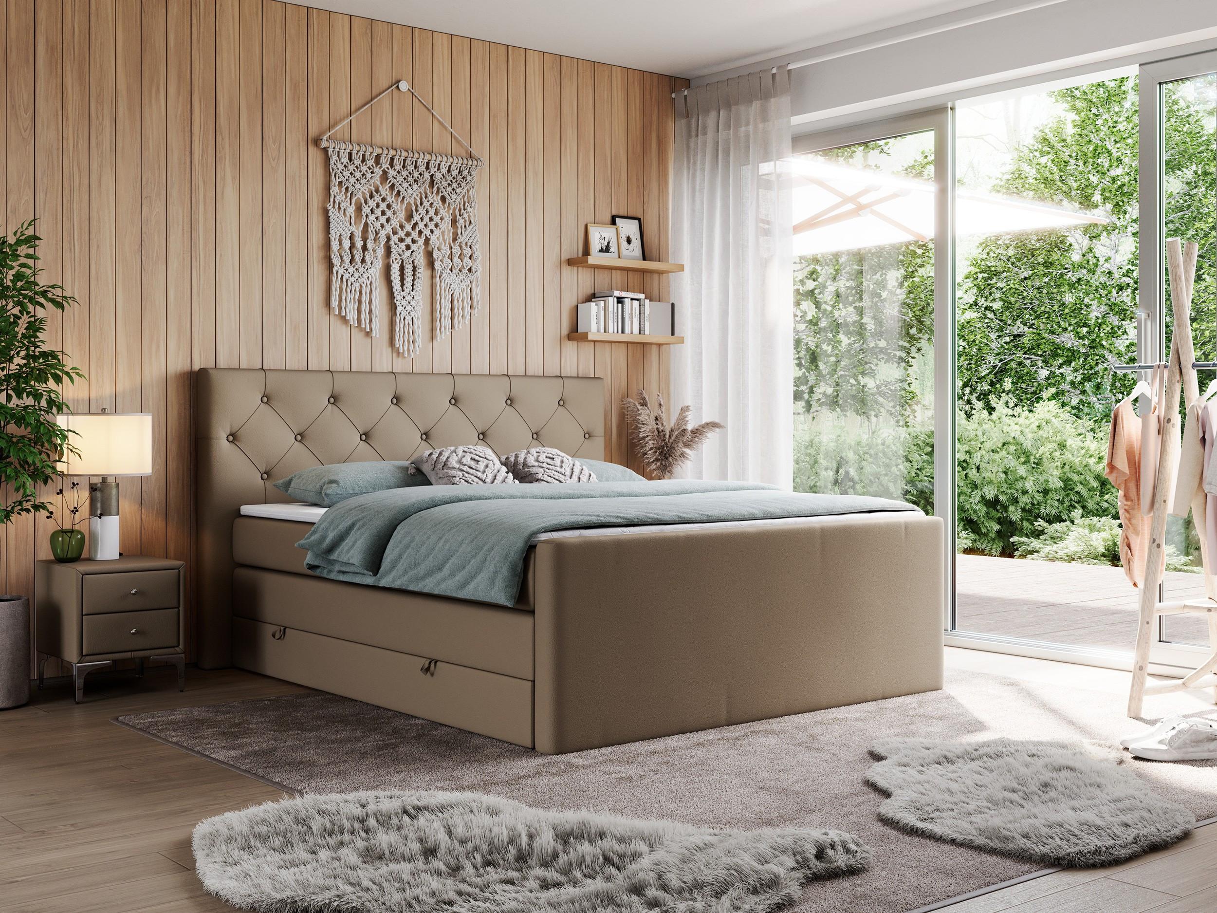 wohnli-moebel-suche-800000648295-1 BOXSPRINGBETT KING VELEN 160/200 Braun Kunstleder - H3 Textil MKS Möbel > Betten > Boxspringbetten Braun