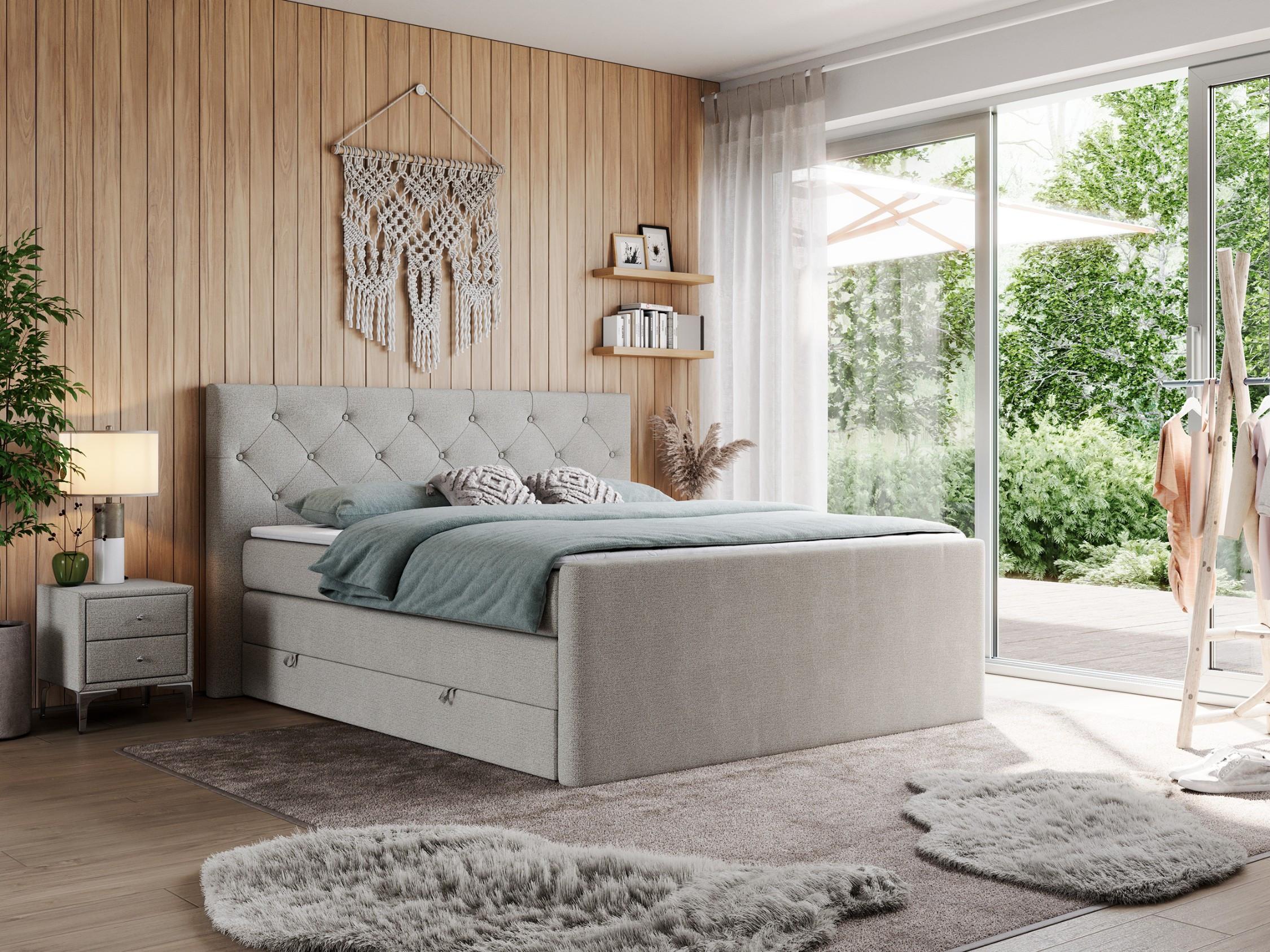 wohnli-moebel-suche-800000648296-1 BOXSPRINGBETT KING VELEN 180/200 Beige Struktur - H3 Textil MKS Möbel > Betten > Boxspringbetten Beige