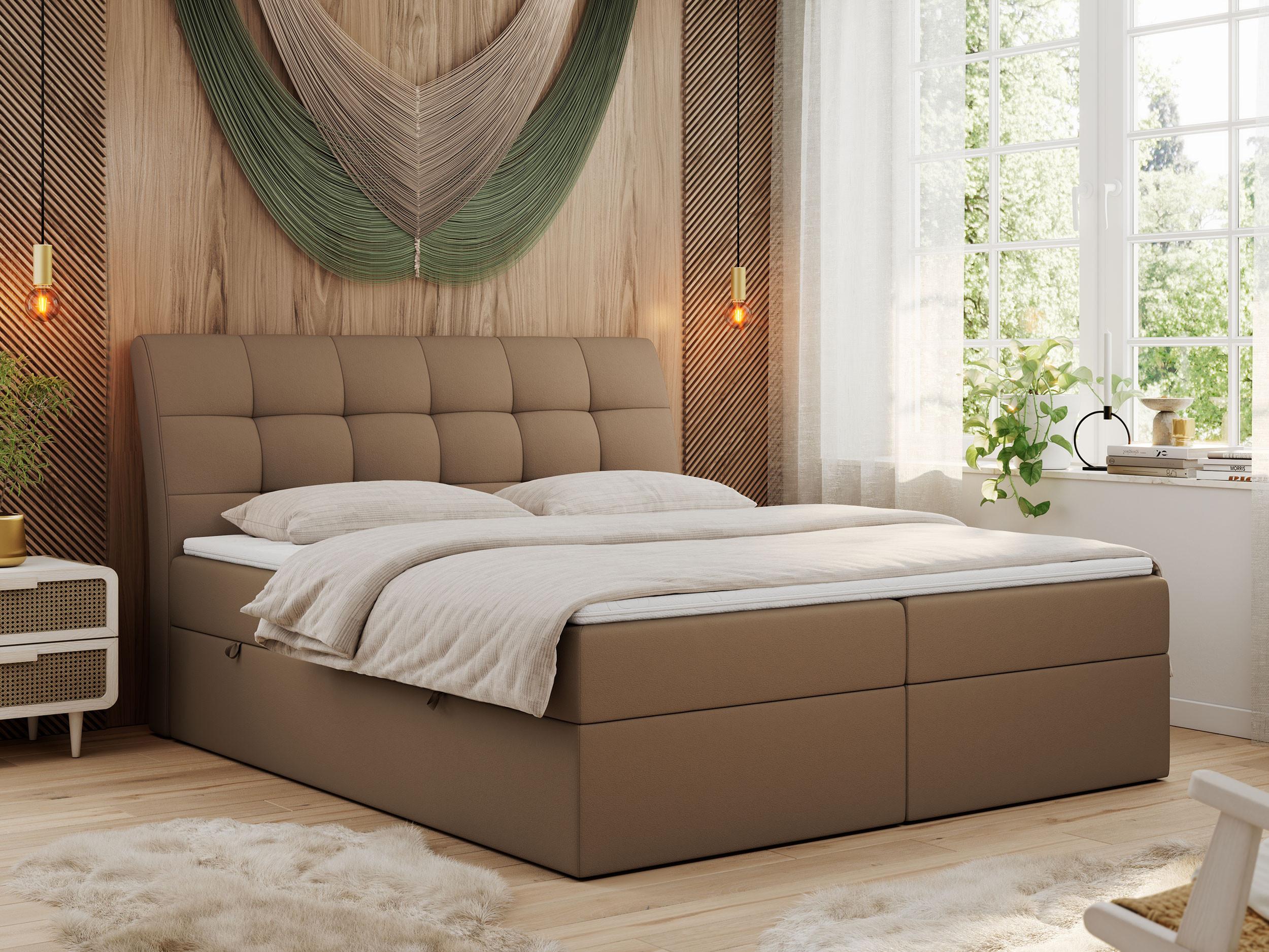wohnli-moebel-suche-800000648342-1 BOXBETT DIEGOS 140/200 Braun Kunstleder - H3 Textil MKS Möbel > Betten > Boxspringbetten Braun