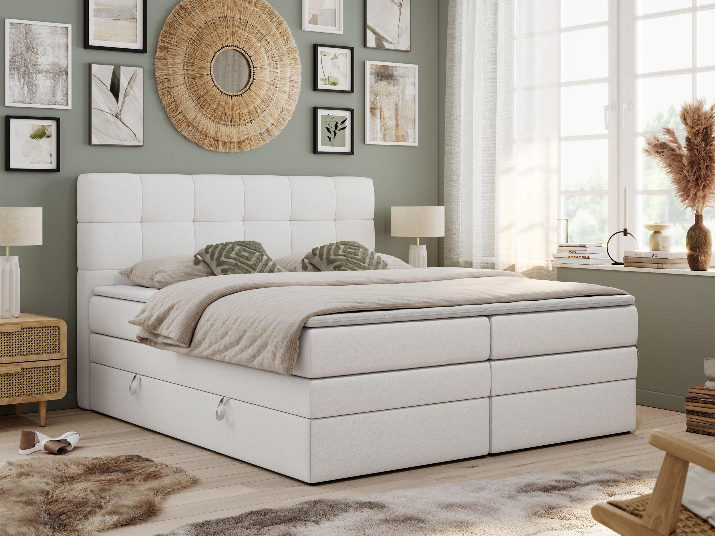 wohnli-moebel-suche-800000648344-1 BOXSPRINGBETT LUKA KING 200/200 Weiß Kunstleder - H4 Textil MKS Möbel > Betten > Boxspringbetten Weiß