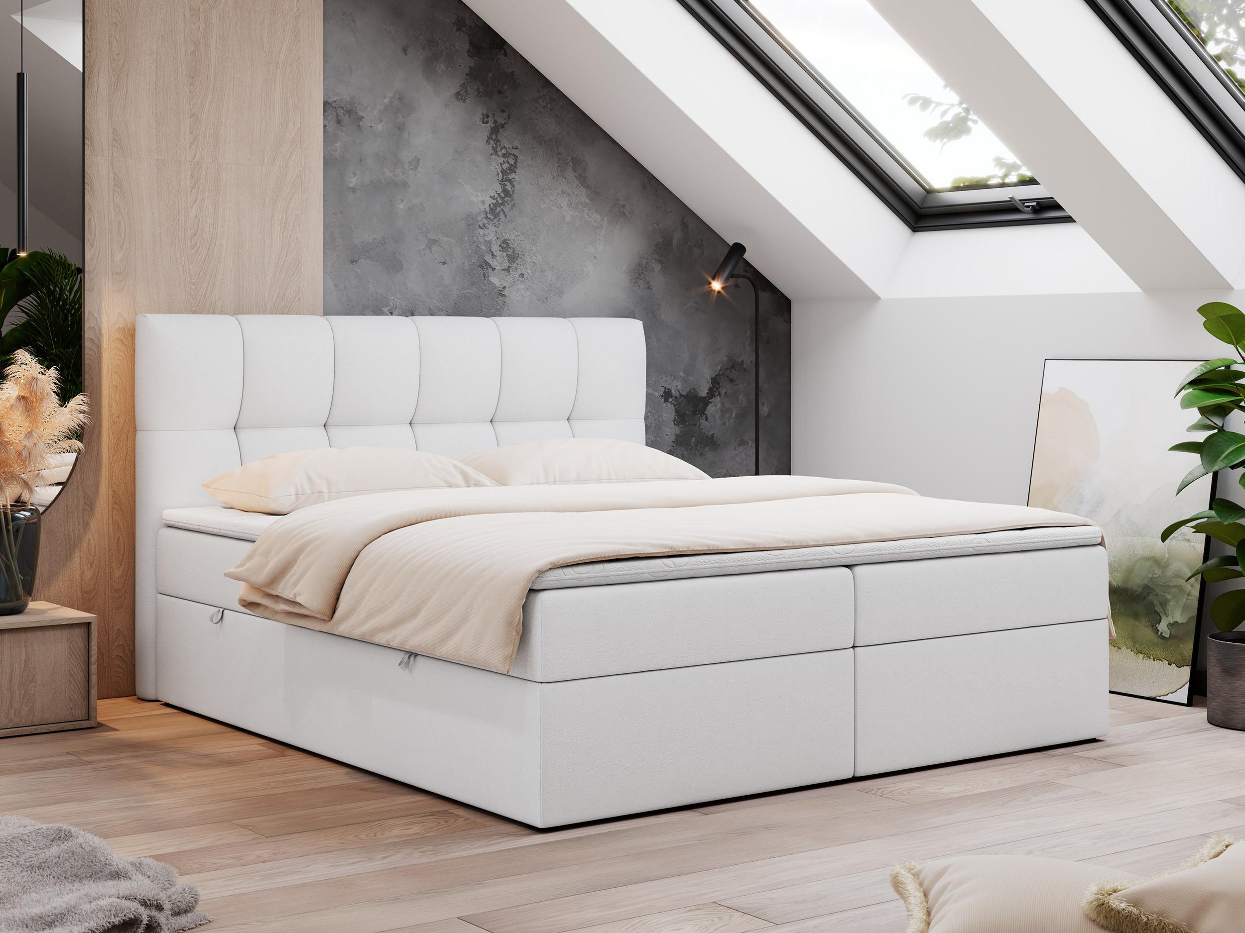 BOXBETT RICO 140/200 Weiß Kunstleder - H4 Textil MKS Möbel > Betten > Boxspringbetten Weiß