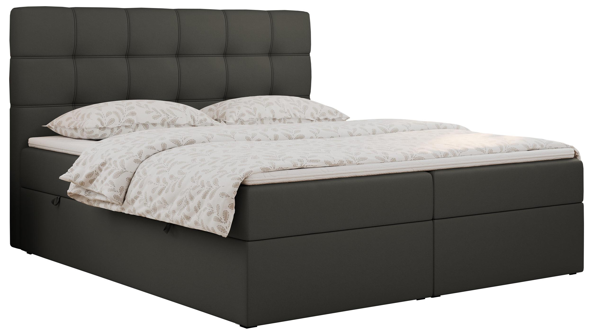 Wohnli Möbelsuche - BOXBETT ERNI 120/200 - Dunkelgrau Kunstleder - H4