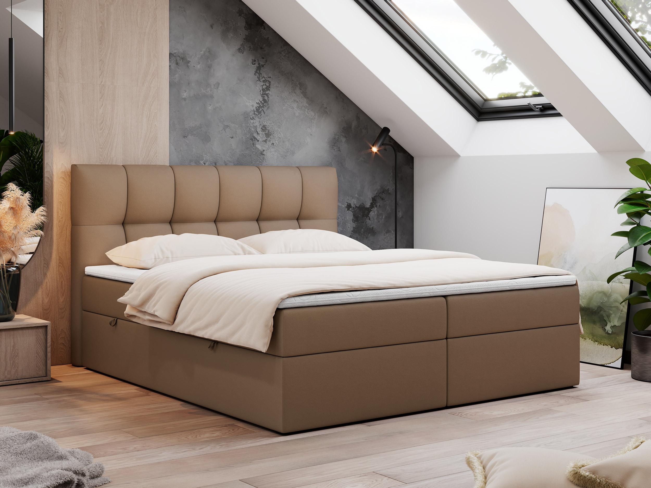BOXBETT RICO 140/200 Braun Kunstleder - H4 Textil MKS Möbel > Betten > Boxspringbetten Braun