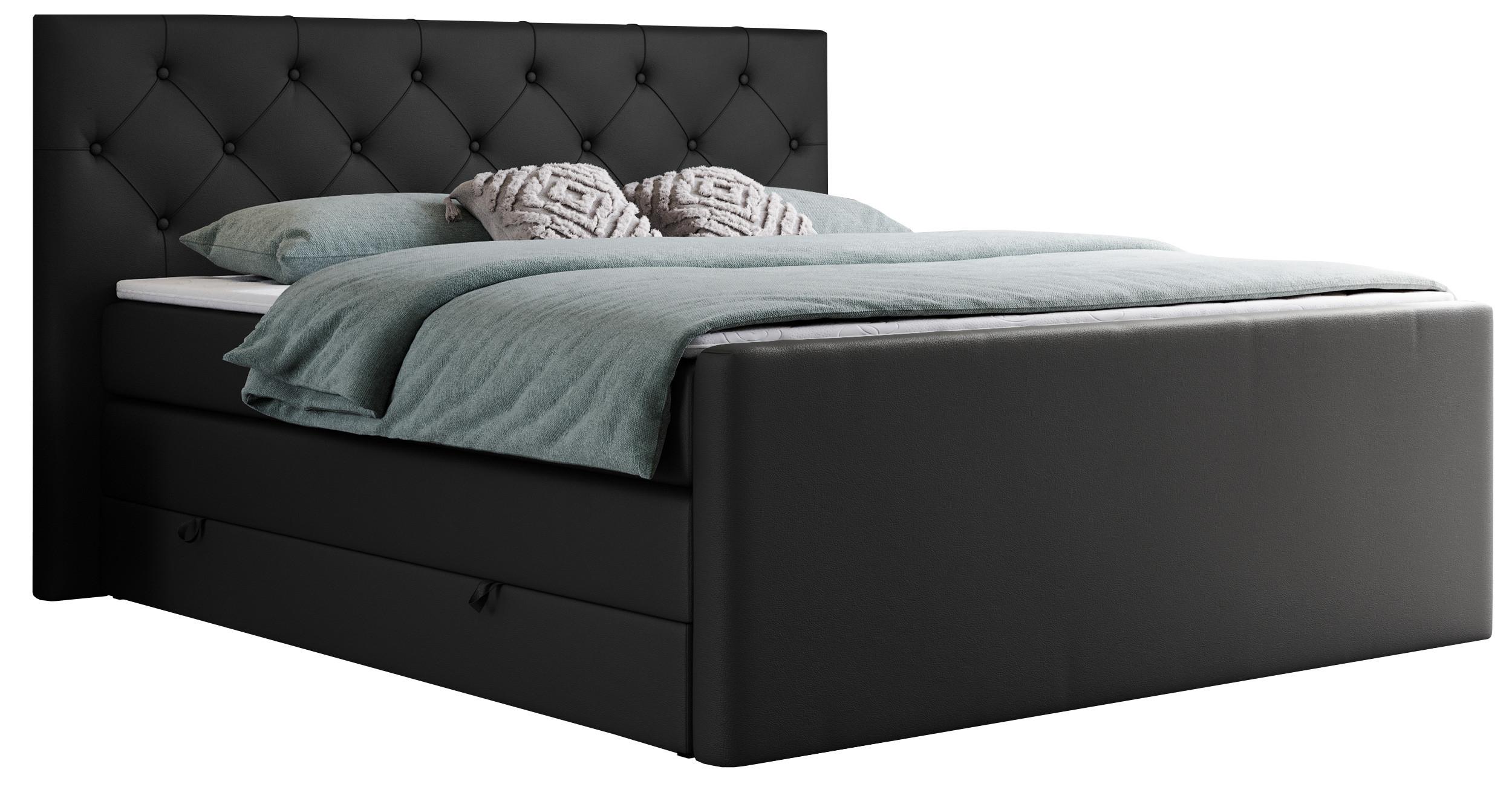 wohnli-moebel-suche-800000648413 Wohnli Möbelsuche - BOXSPRINGBETT KING VELEN 200/200 Schwarz Kunstleder - H3