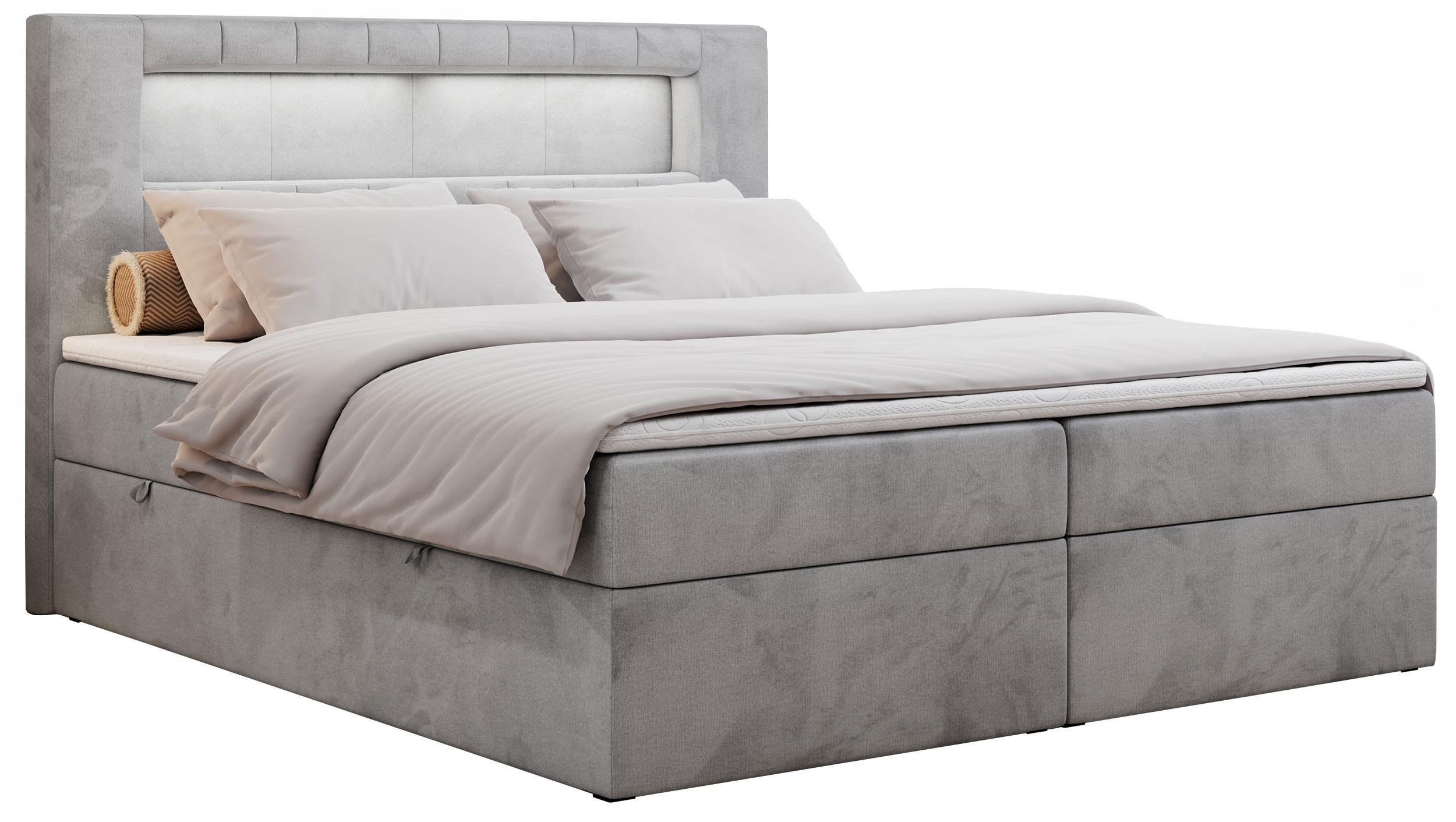 wohnli-moebel-suche-800000648414 Wohnli Möbelsuche - BOXBETT GOLD-5 LED 200/200 Hellgrau Velvet - H3