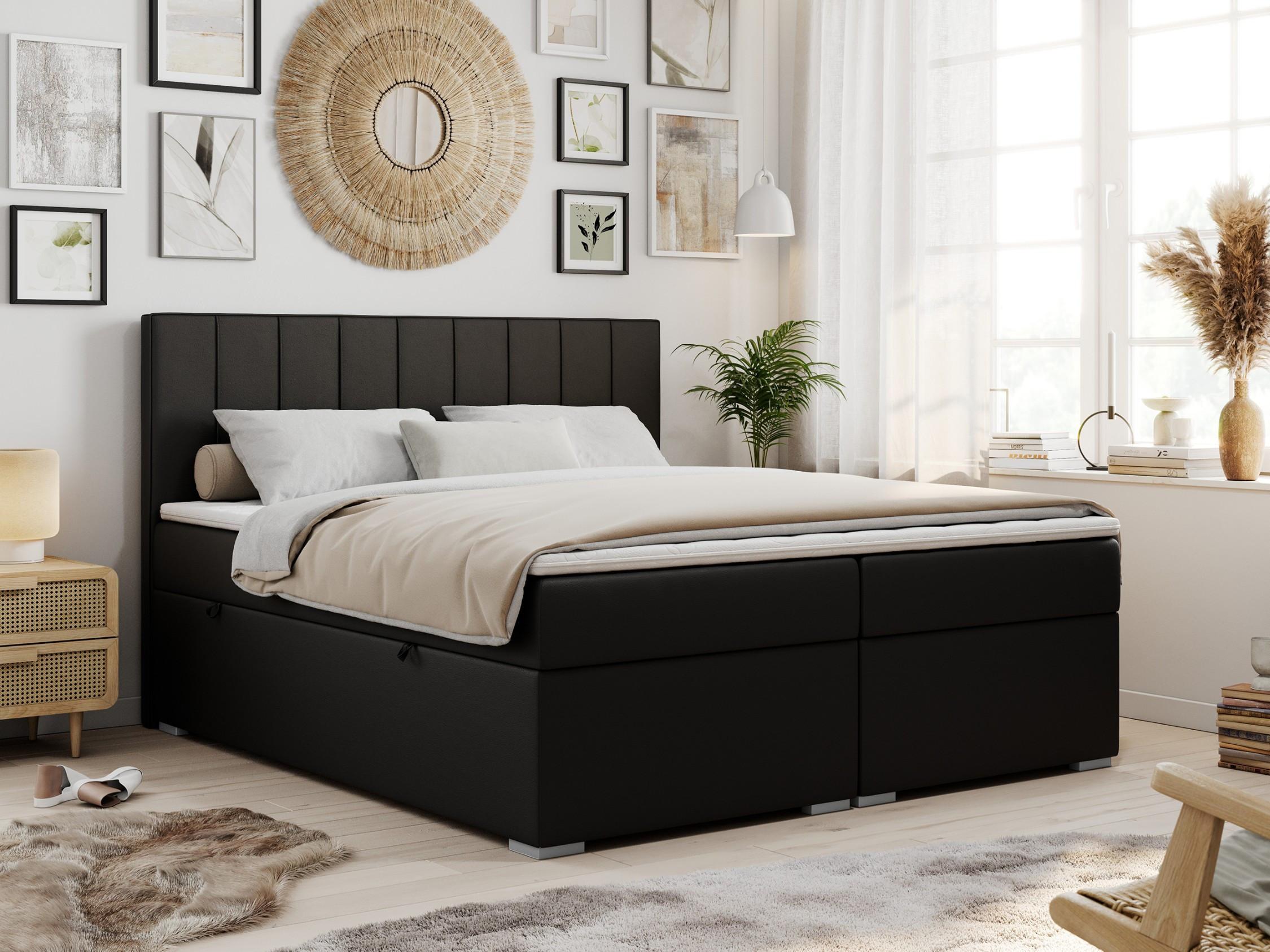 wohnli-moebel-suche-800000648428-1 BOXBETT ALLY 140/200 Schwarz Kunstleder - H4 Textil MKS Möbel > Betten > Boxspringbetten Schwarz