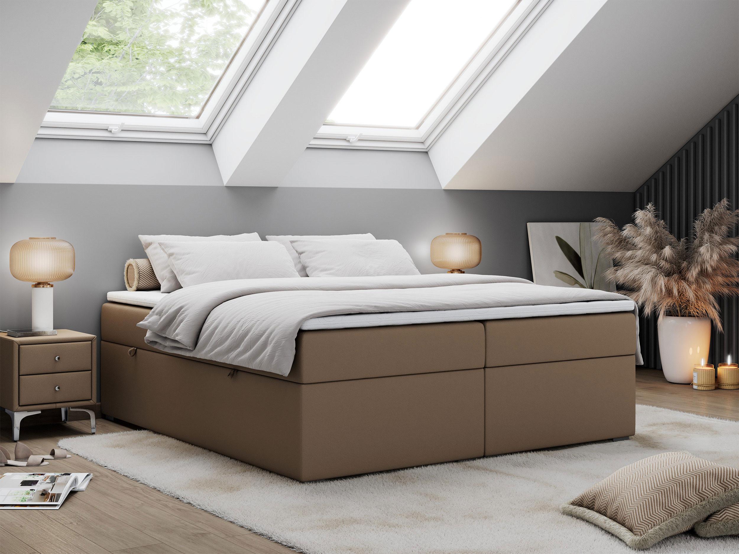 wohnli-moebel-suche-800000648431-1 BOXBETT BESS 140/200 Braun Kunstleder - H3 Textil MKS Möbel > Betten > Boxspringbetten Braun