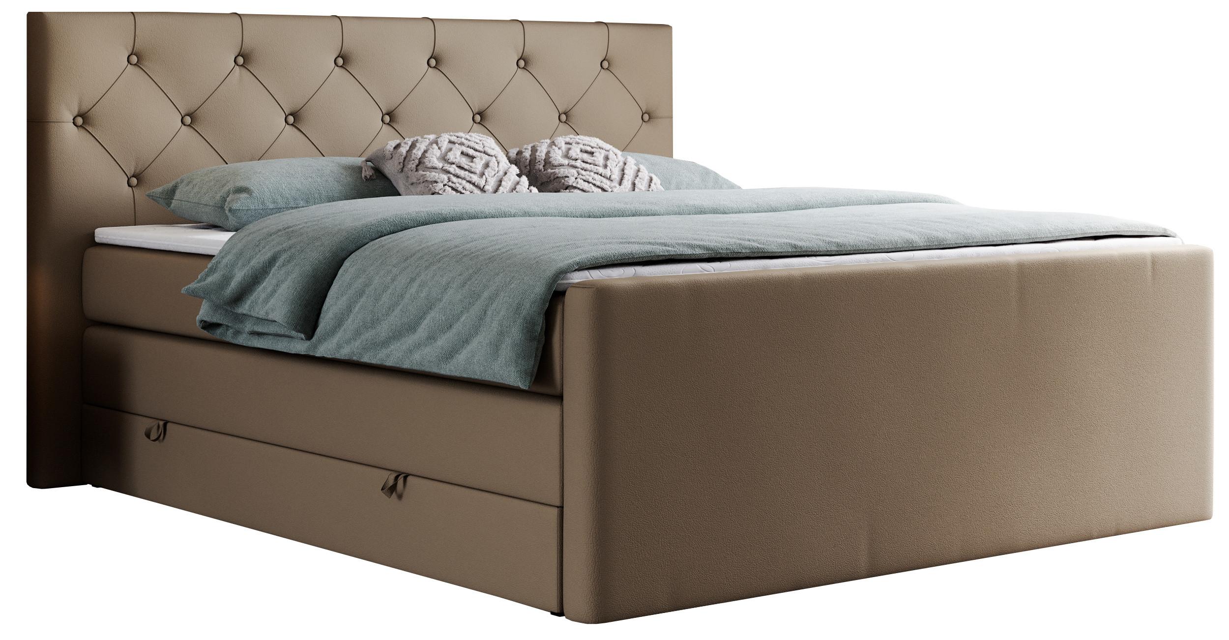 wohnli-moebel-suche-800000648432 Wohnli Möbelsuche - BOXSPRINGBETT KING VELEN 200/200 Braun Kunstleder - H3