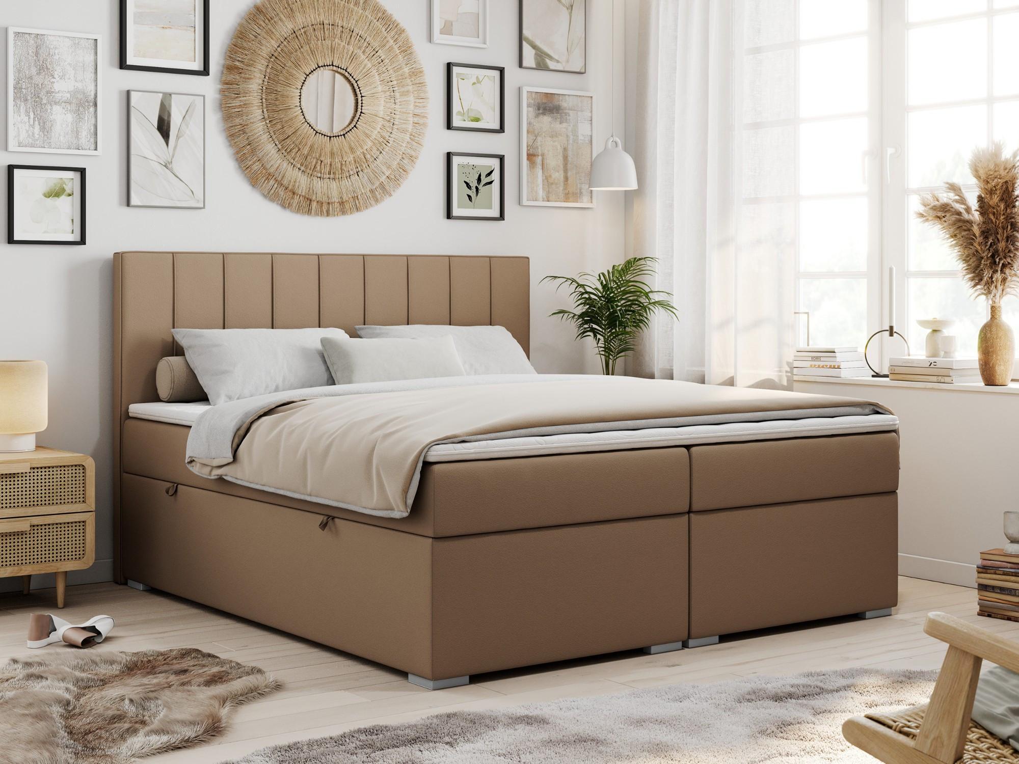 wohnli-moebel-suche-800000648444-1 BOXBETT ALLY 140/200 Braun Kunstleder - H3 Textil MKS Möbel > Betten > Boxspringbetten Braun
