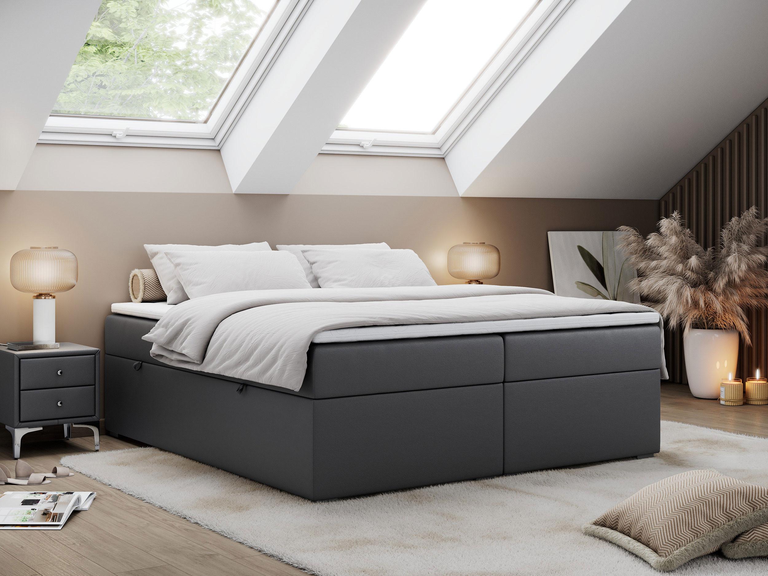 wohnli-moebel-suche-800000648492-1 BOXBETT BESS 120/200 Dunkelgrau Kunstleder - H3 Textil MKS Möbel > Betten > Boxspringbetten Grau