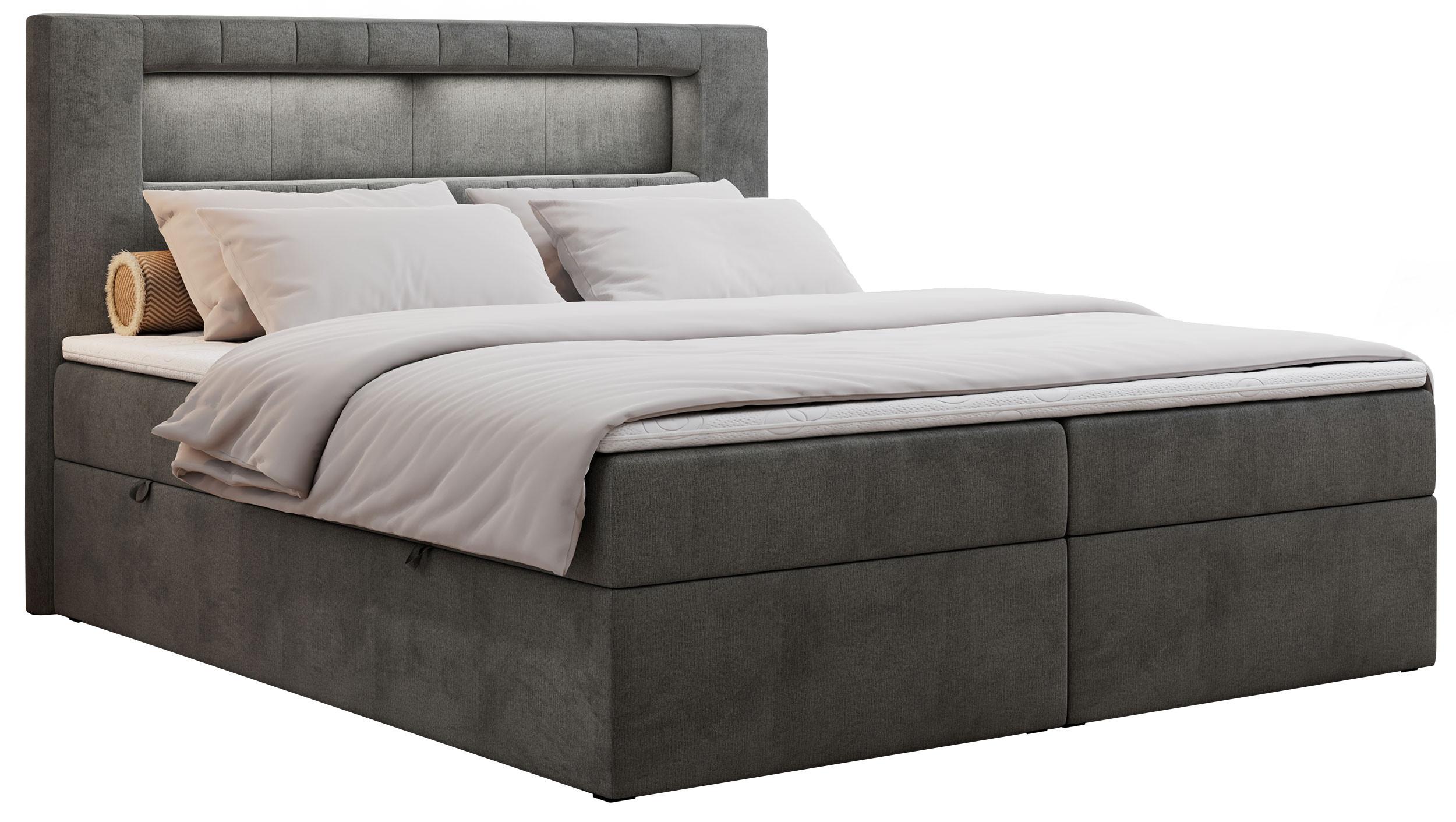 wohnli-moebel-suche-800000648501 Wohnli Möbelsuche - BOXBETT GOLD-5 LED 200/200 Dunkelgrau Velvet - H4